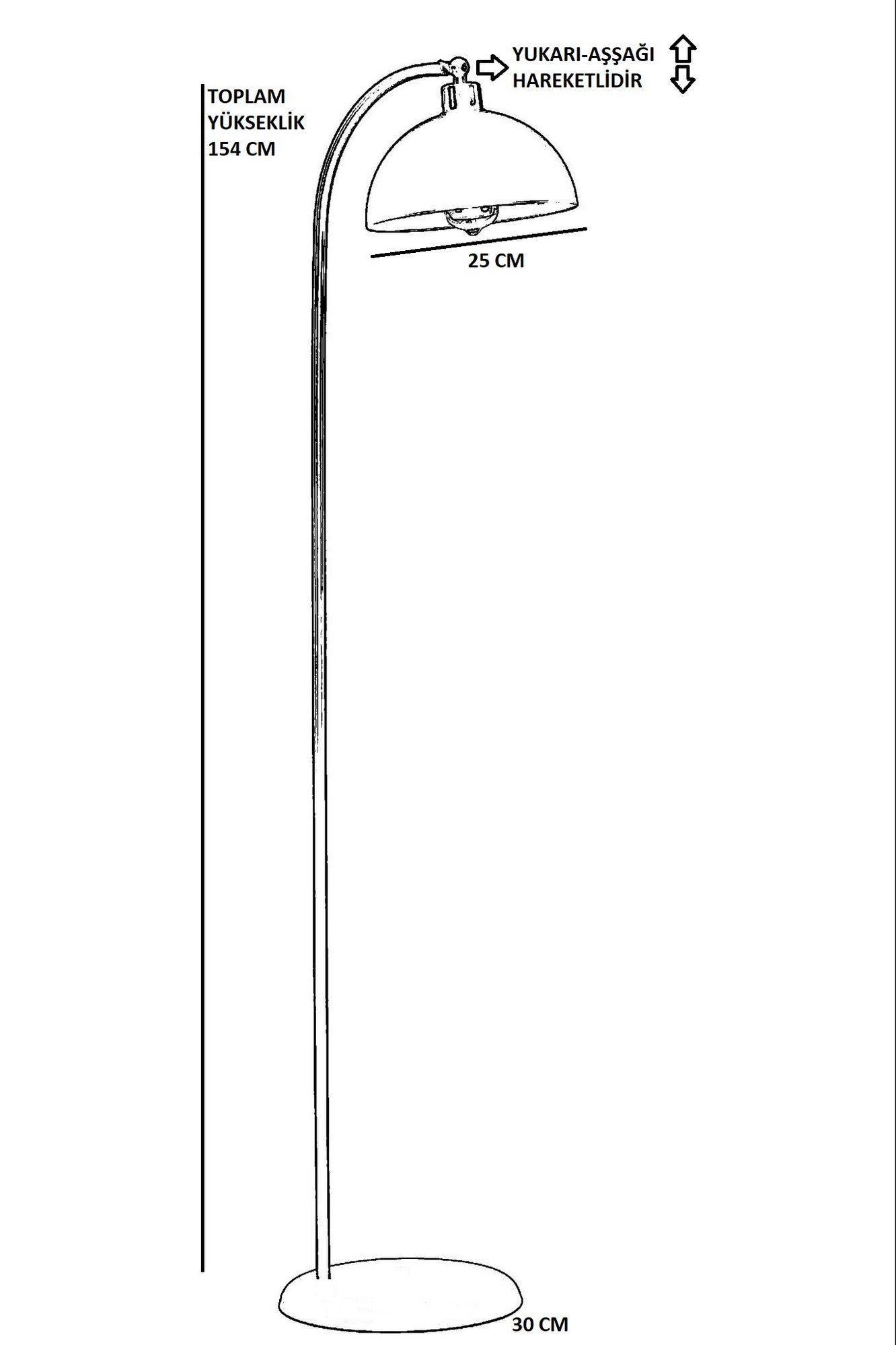 Candeeiro de Pé – 154 cm – Preto – Metal