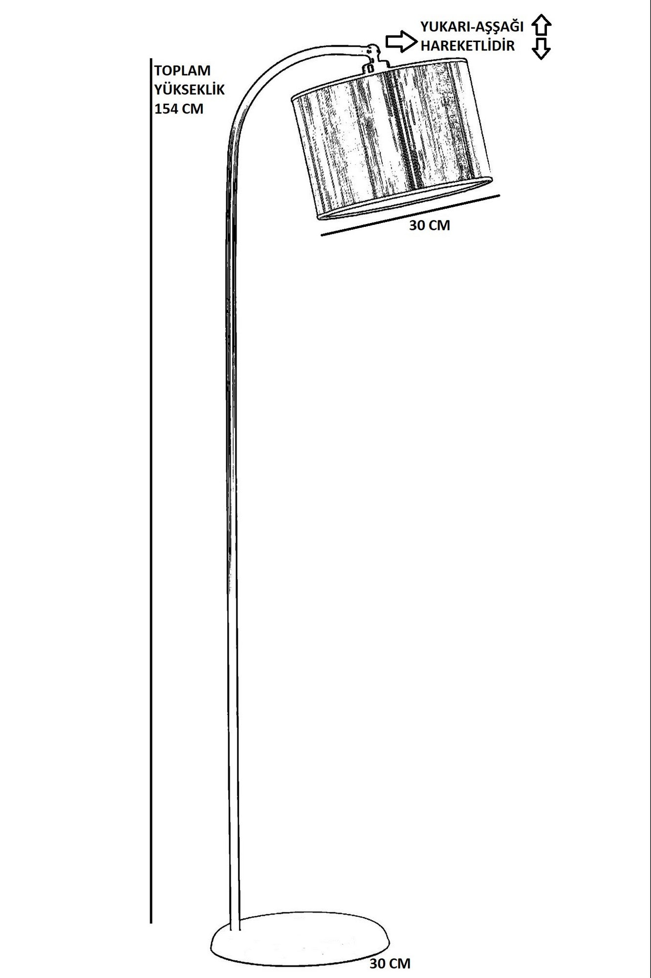Candeeiro de Pé – 154 cm – Preto – Metal