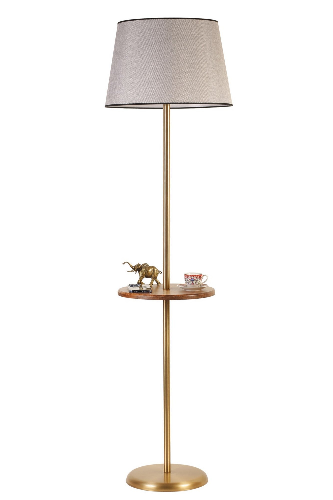 Candeeiro de Pé – 162 cm – Dourado e Cinza – Metal