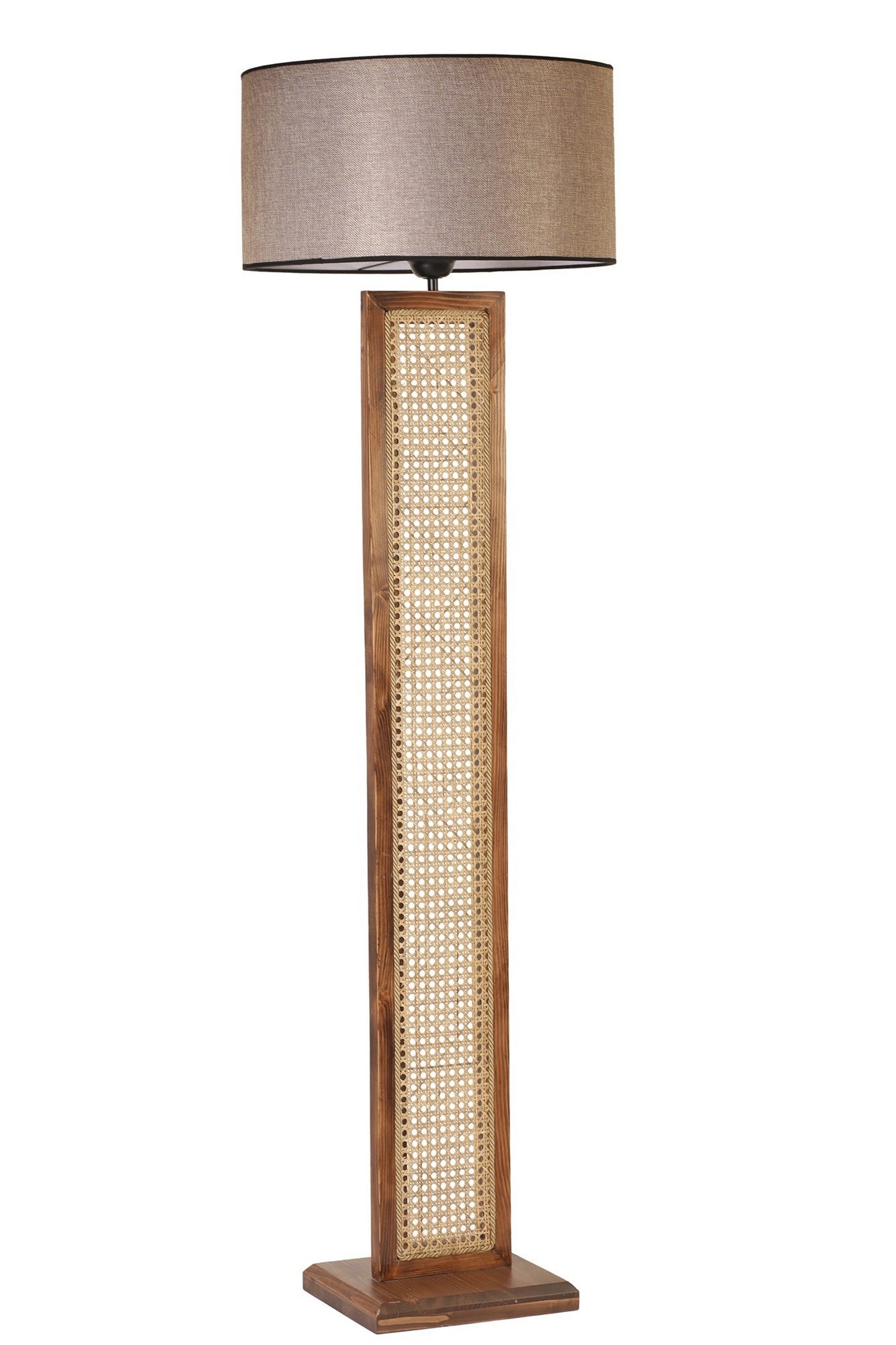 Candeeiro de Pé – 150 cm – Noz e Vime – Madeira