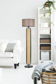 Candeeiro de Pé – 162 cm – Rattan, Preto – Metal