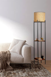 Candeeiro de Pé – 162 cm – Preto e Rattan