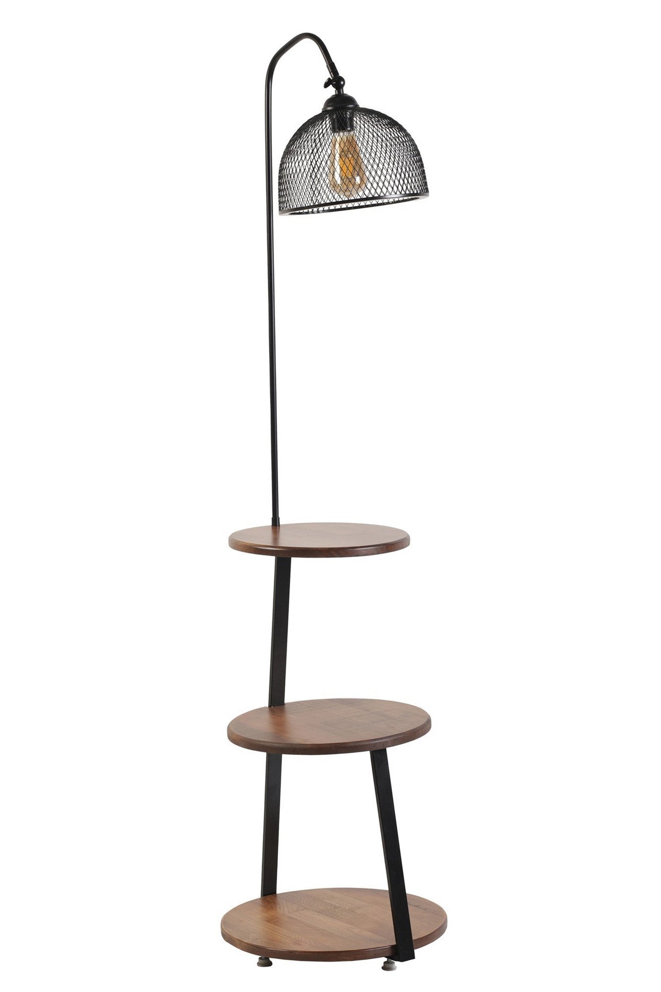 Candeeiro de Pé – 40 cm – Preto e Nogueira – Metal