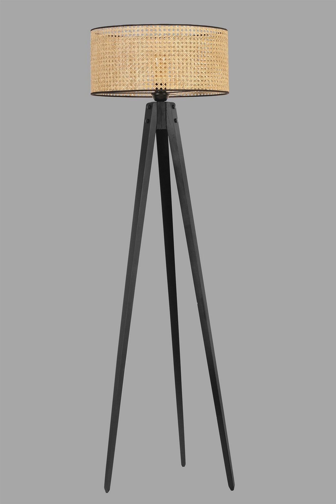 Candeeiro de Pé em Madeira – 155 cm – Preto