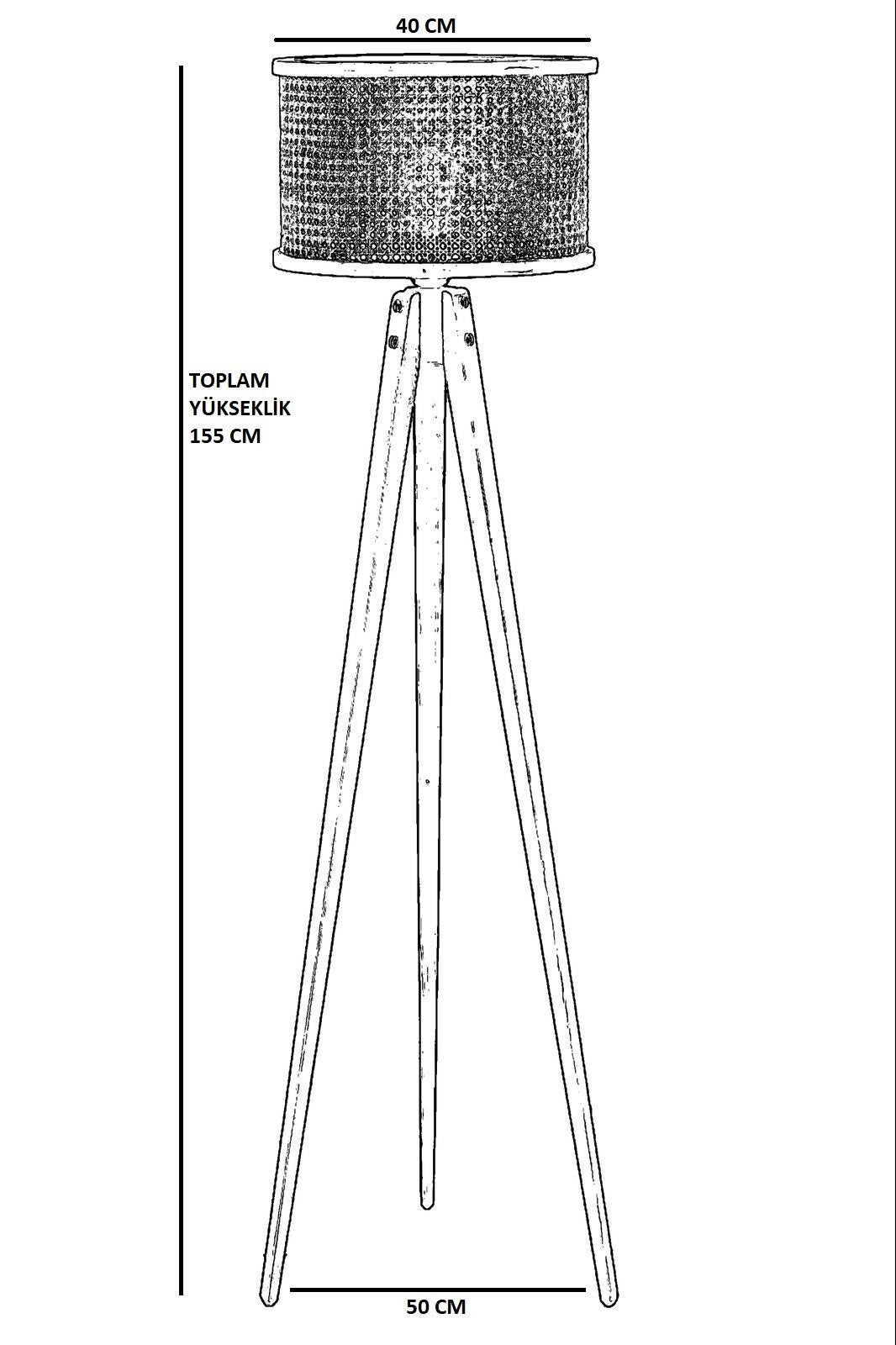 Candeeiro de Pé – 50 cm x 155 cm – Rattan e Nogueira
