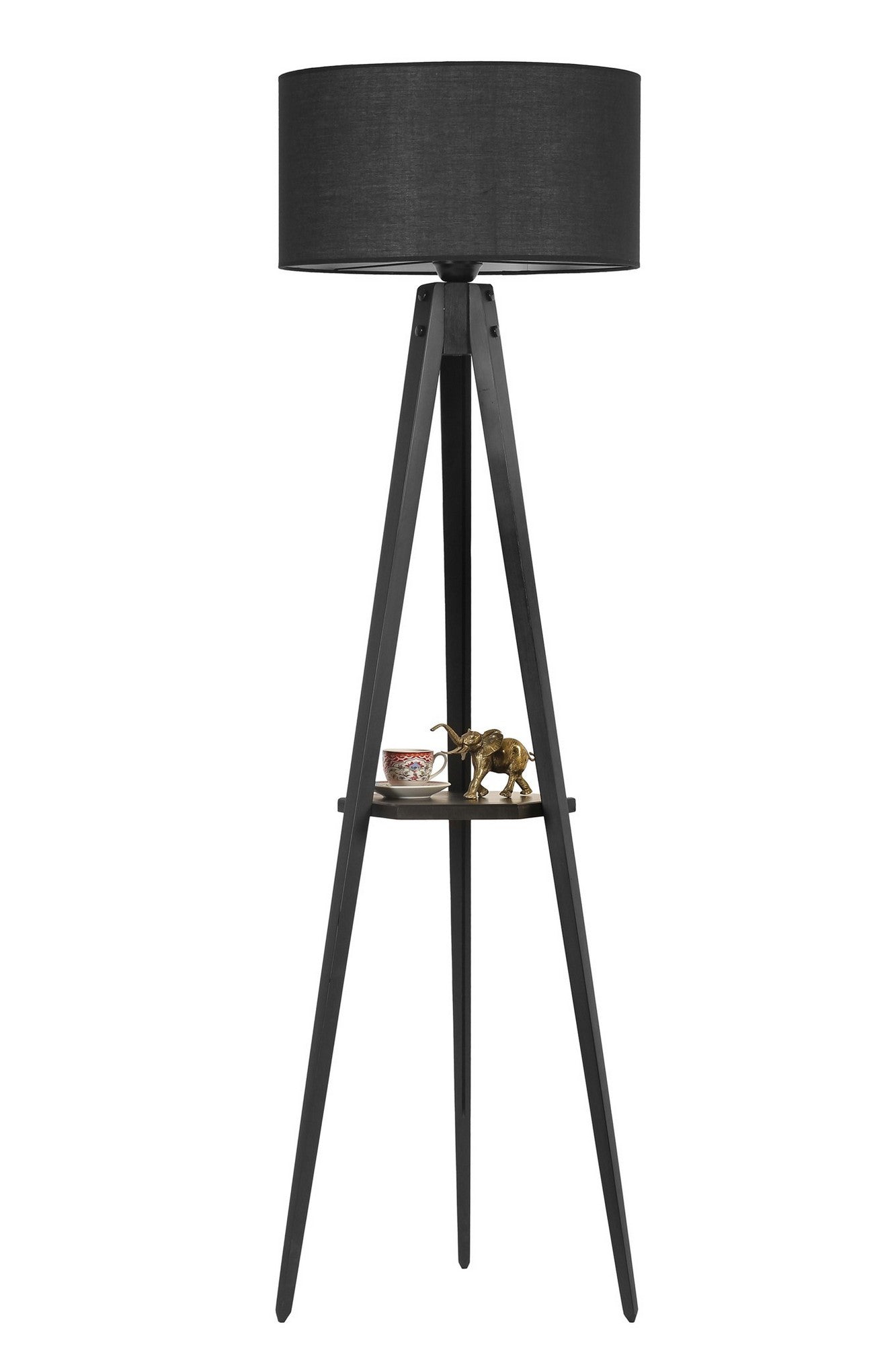 Candeeiro de Pé – 155 cm – Preto – Madeira