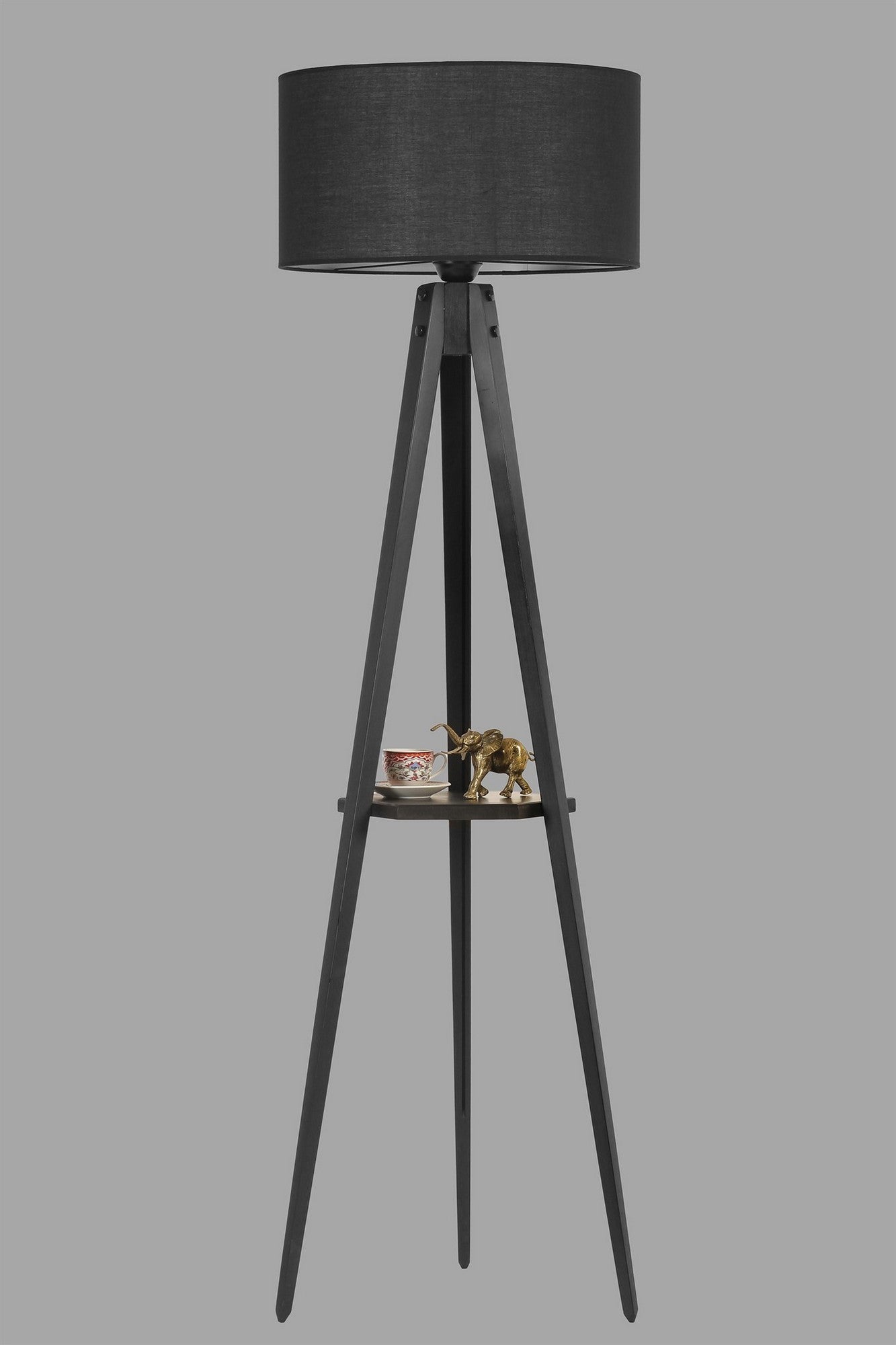 Candeeiro de Pé – 155 cm – Preto – Madeira