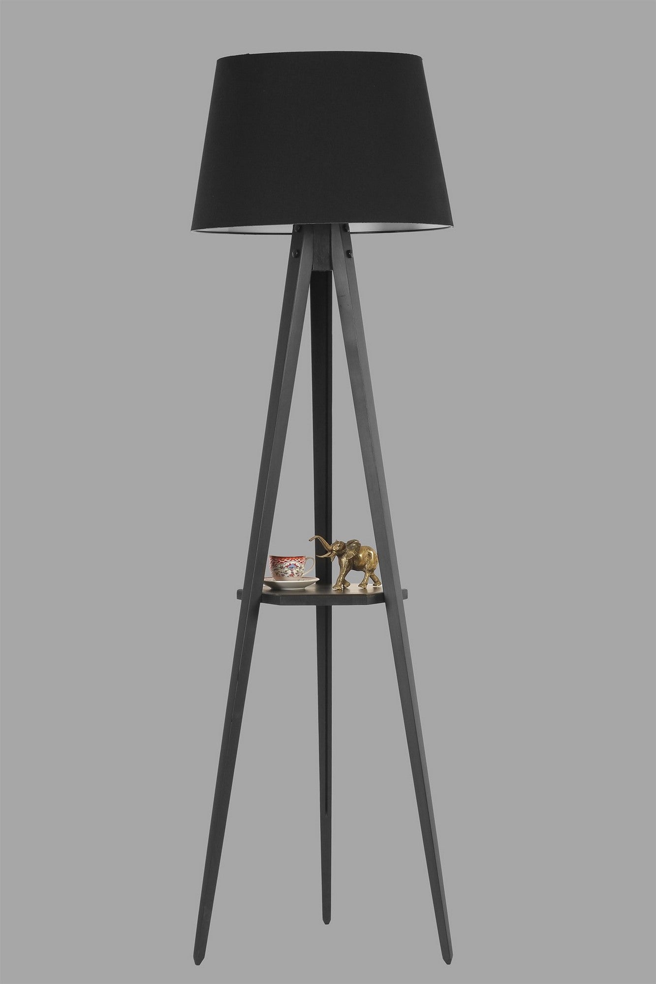 Candeeiro de Pé – 157 cm – Preto – Madeira