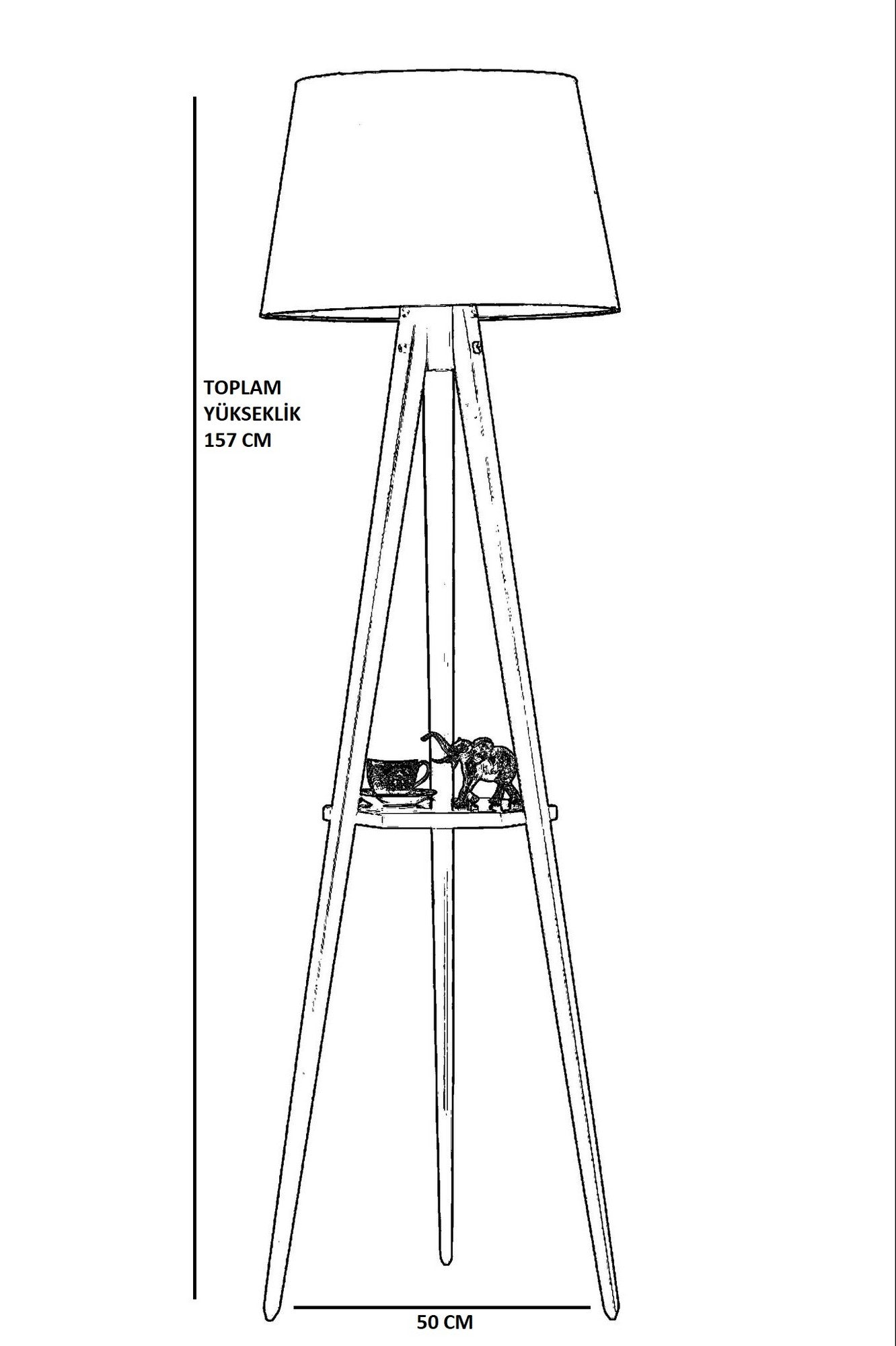 Candeeiro de Pé – 157 cm – Preto – Madeira