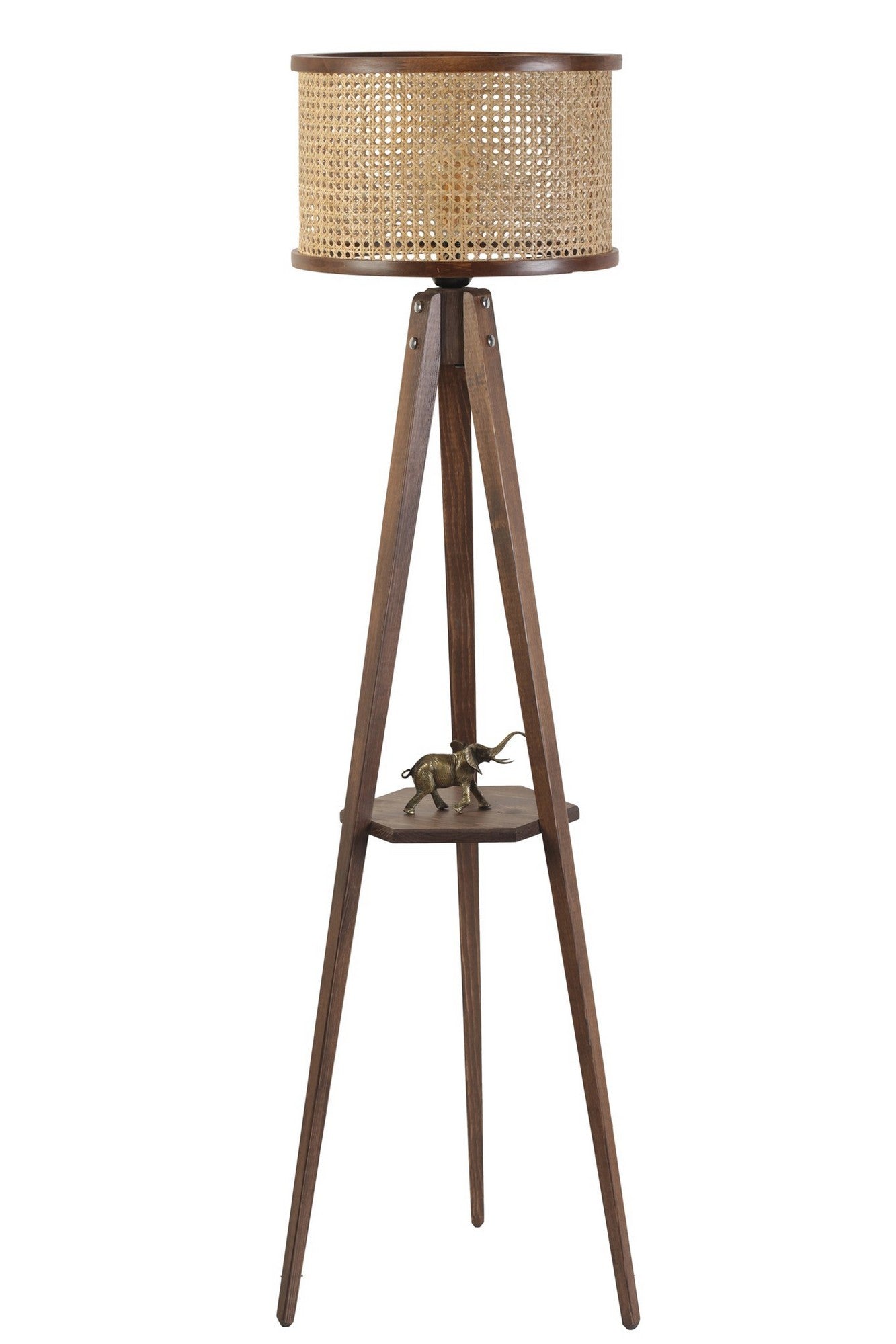 Candeeiro de Pé – 155 cm – Rattan e Noz – Madeira