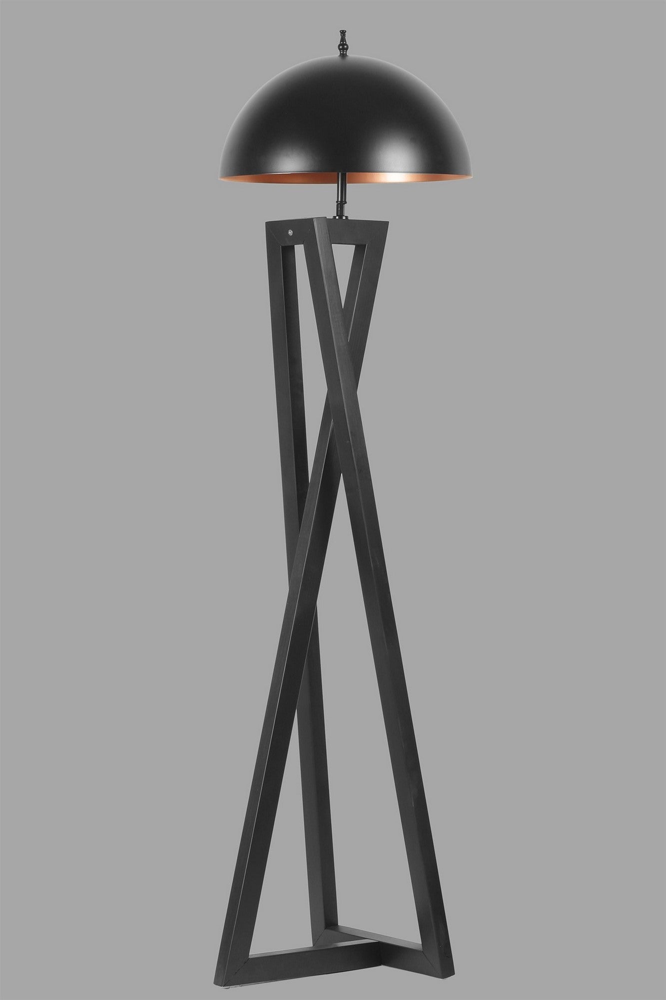 Candeeiro de Pé – 150 cm – Preto – Madeira e Metal – Modelo Évora
