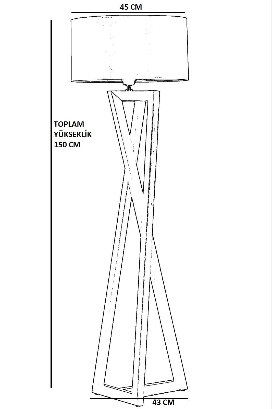Candeeiro de Pé com Corpo de Madeira – 150cm – Preto