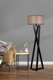 Candeeiro de Pé – 150 cm – Preto e Noz – Madeira