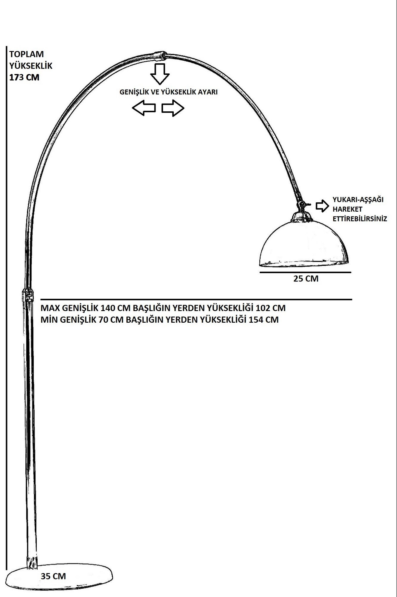 Candeeiro de Pé - Altura 173 cm - Cor Cromo - Material Metal