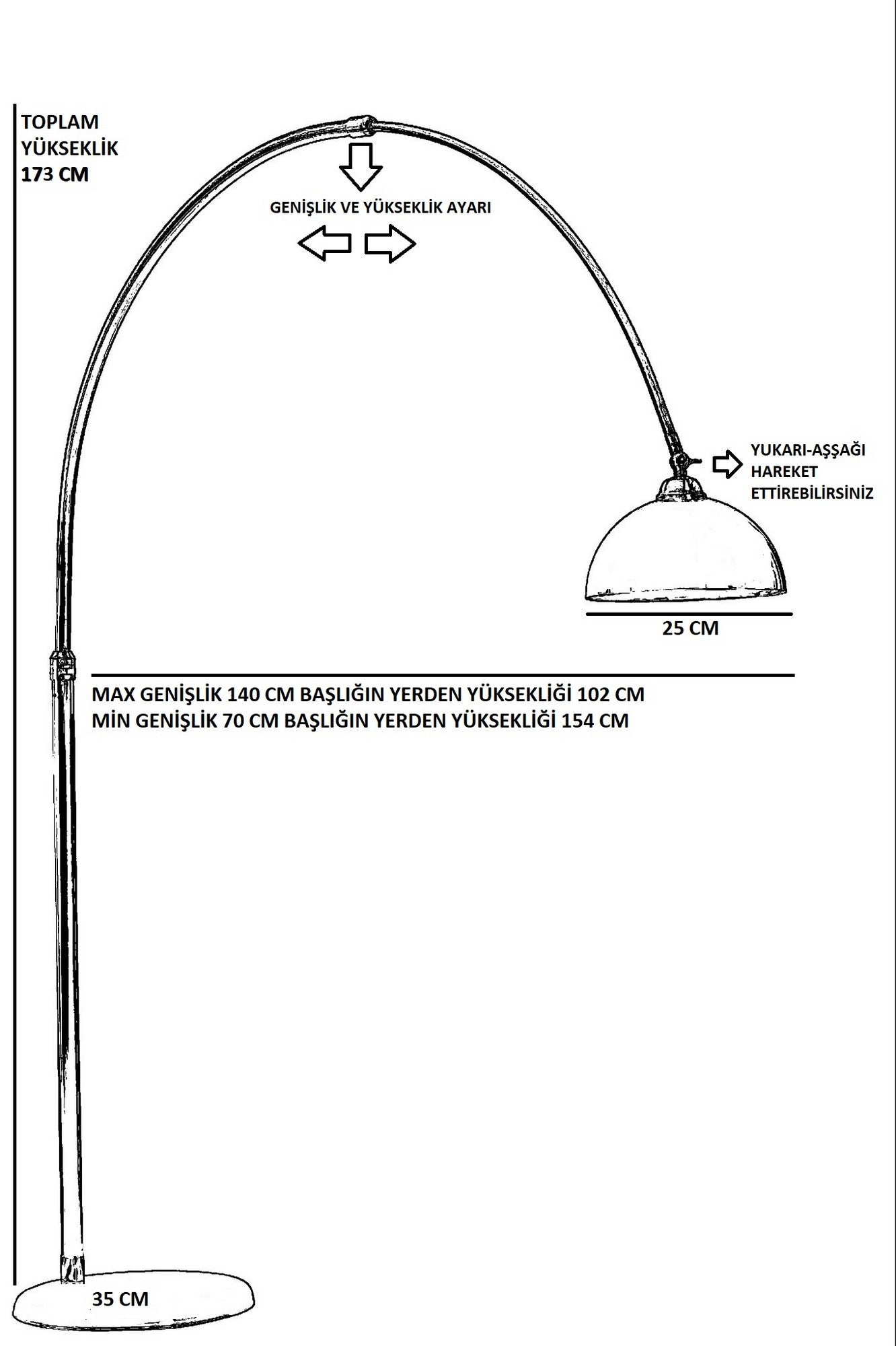 Candeeiro de Pé – 173 cm – Preto e Cromo – Metálico