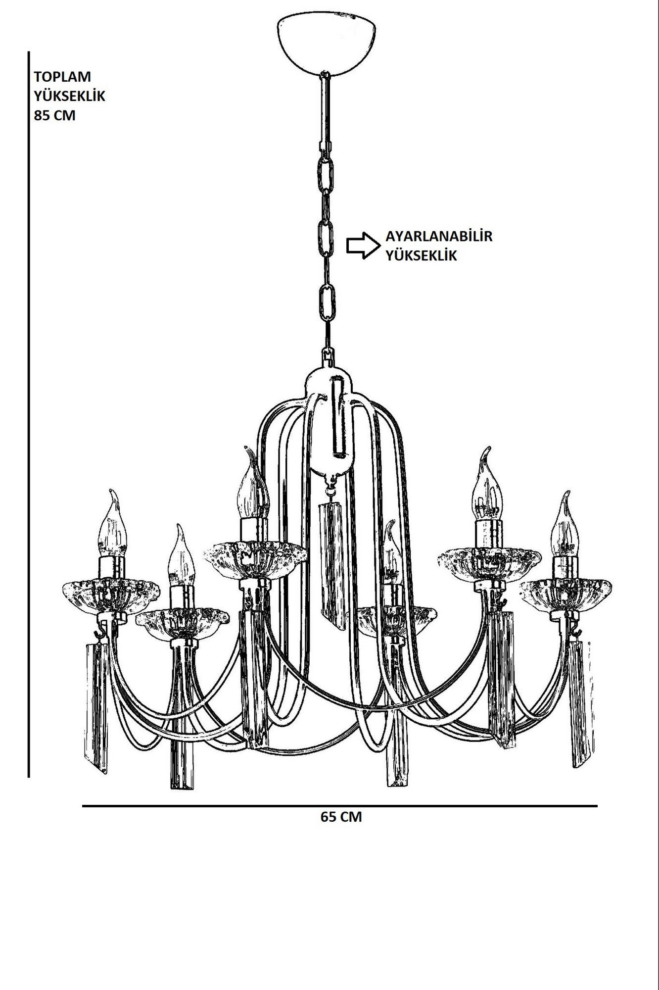 Candeeiro de Teto - 65 cm de diâmetro - Preto - Metal