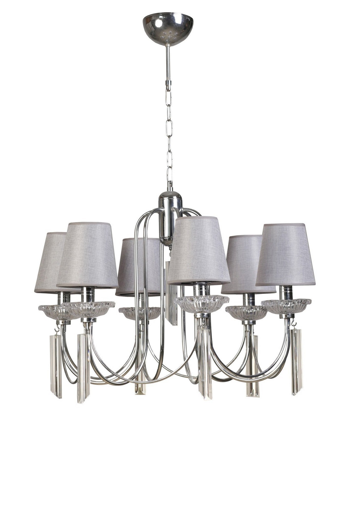 Candeeiro de Teto – 65 cm diâmetro – Cinza – Metal e Cristal