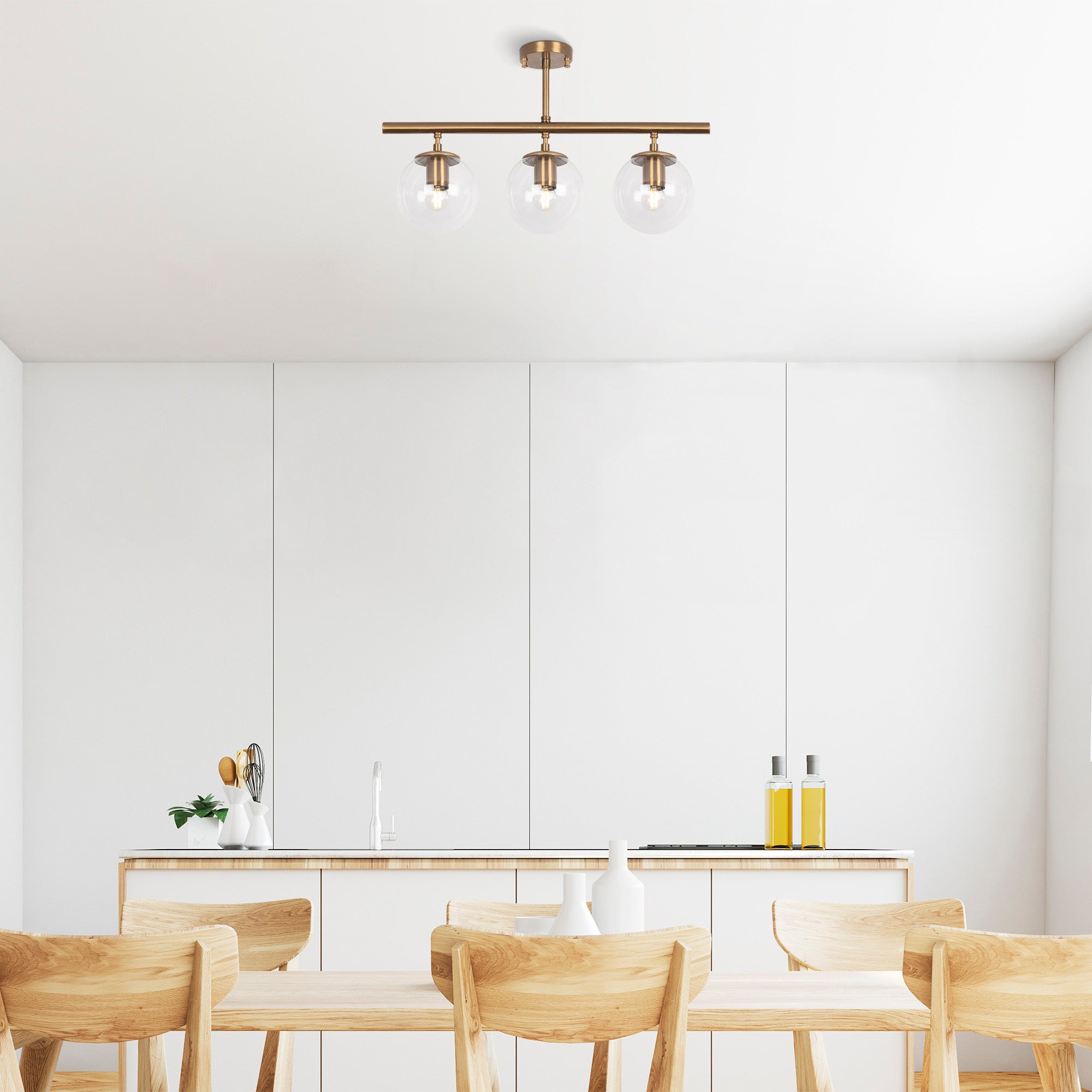 Candeeiro de Teto – 60 x 15 cm – Cobre – Metal e Vidro