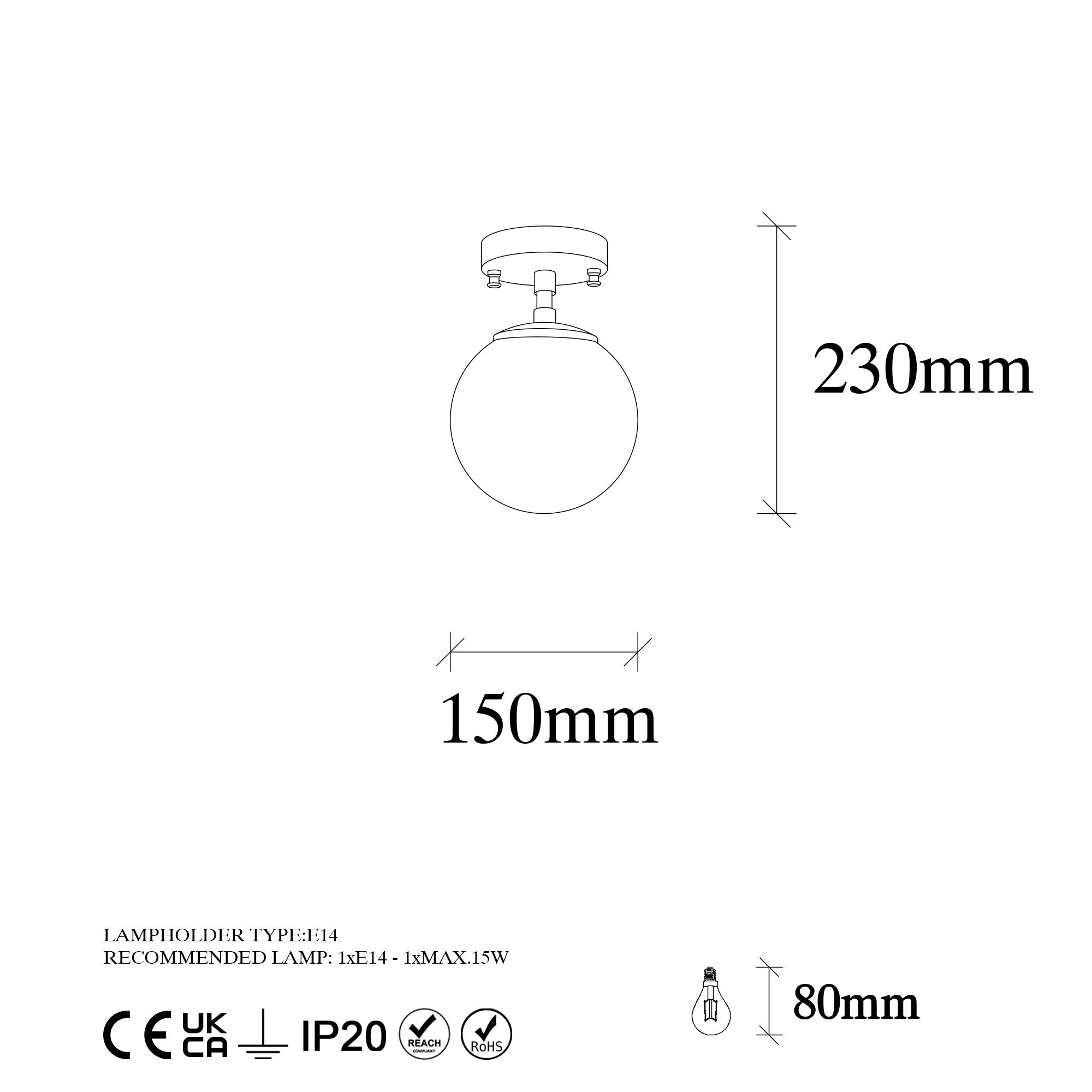 Candeeiro de Teto – 15x15 cm – Preto e Antigo – Metal e Vidro
