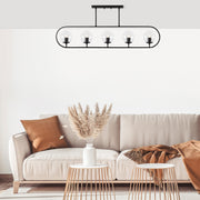 Candeeiro de Teto – 122 x 15 cm – Preto – Metal e Vidro