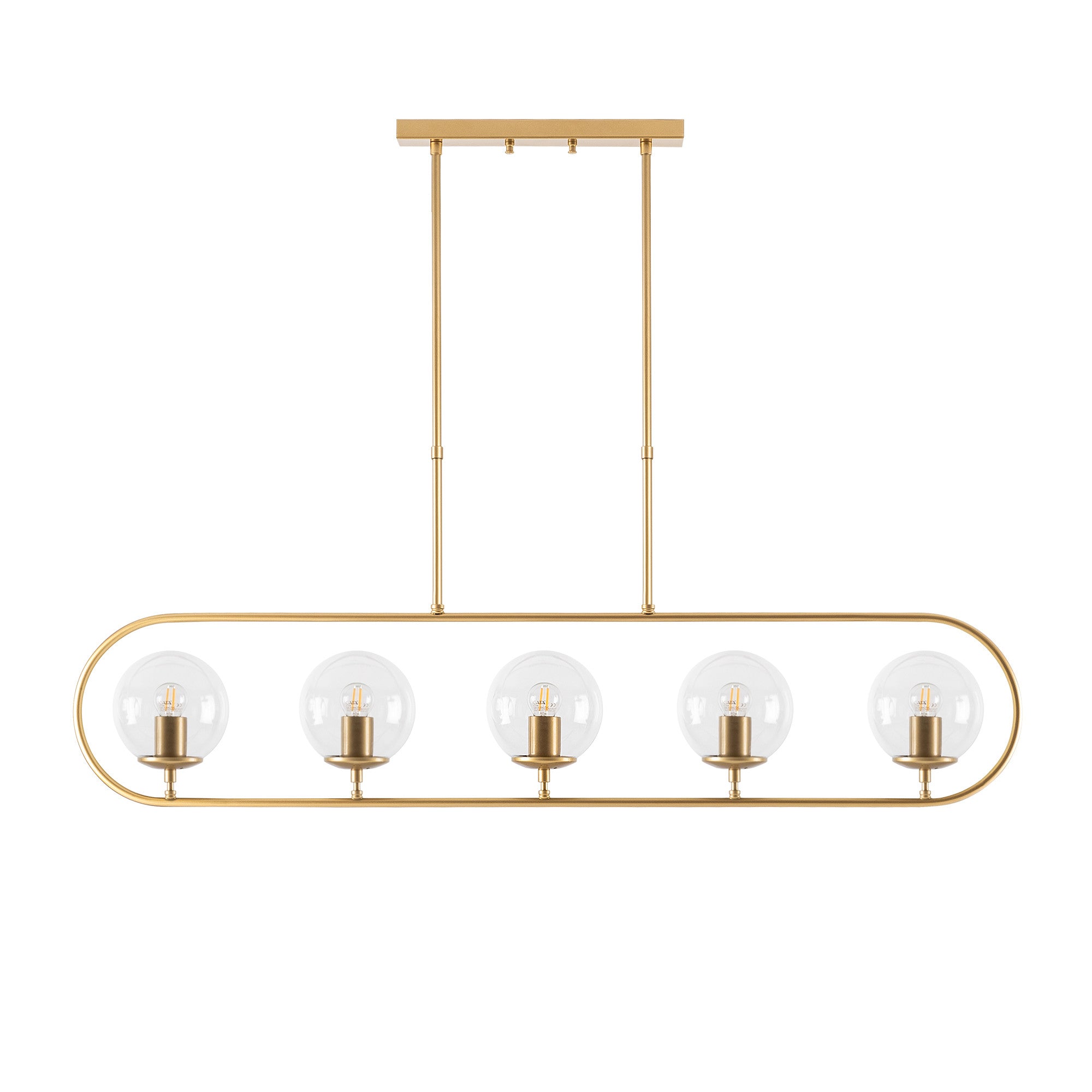 Candeeiro de Teto – 122 x 15 cm – Dourado – Metal e vidro