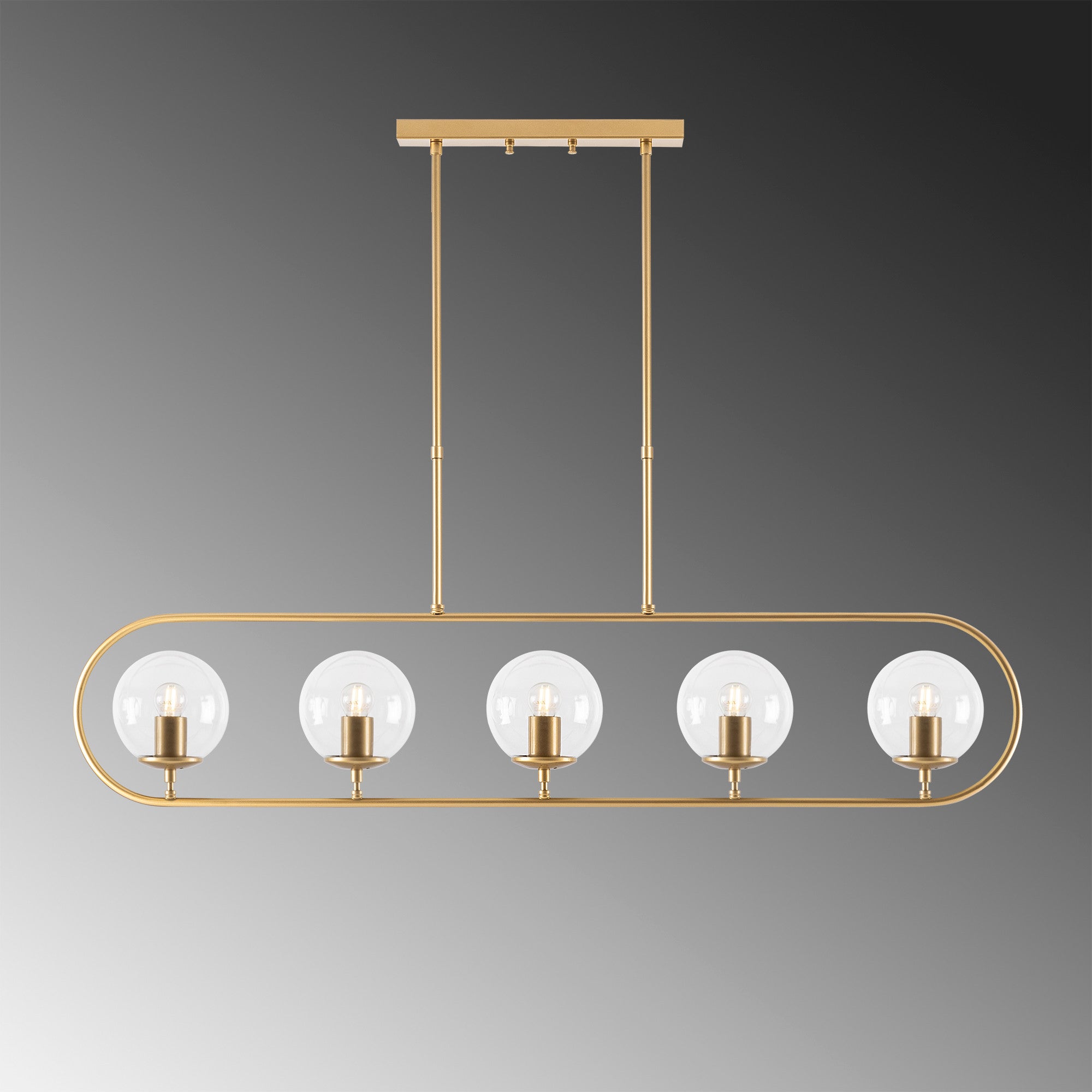 Candeeiro de Teto – 122 x 15 cm – Dourado – Metal e vidro