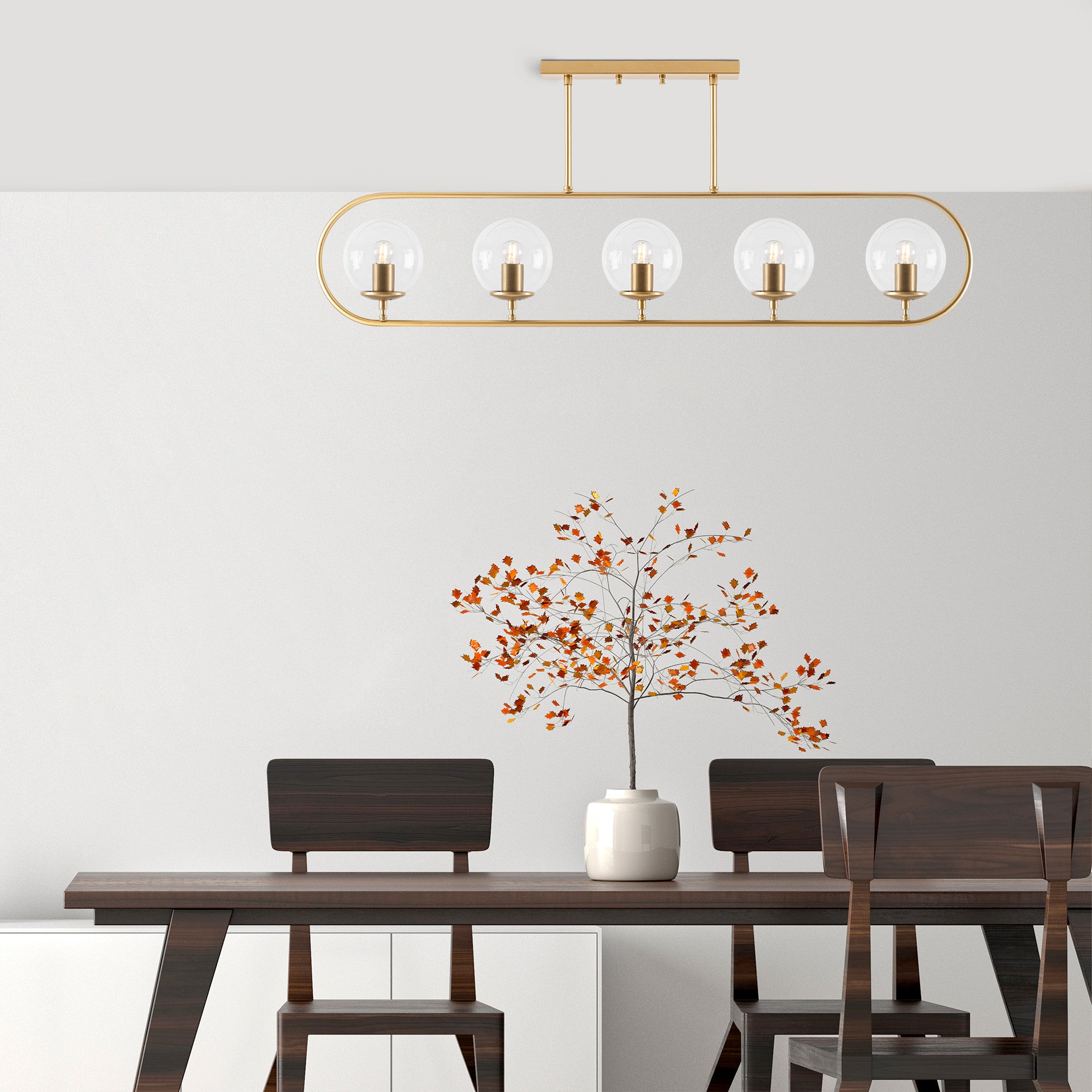 Candeeiro de Teto – 122 x 15 cm – Dourado – Metal e Vidro