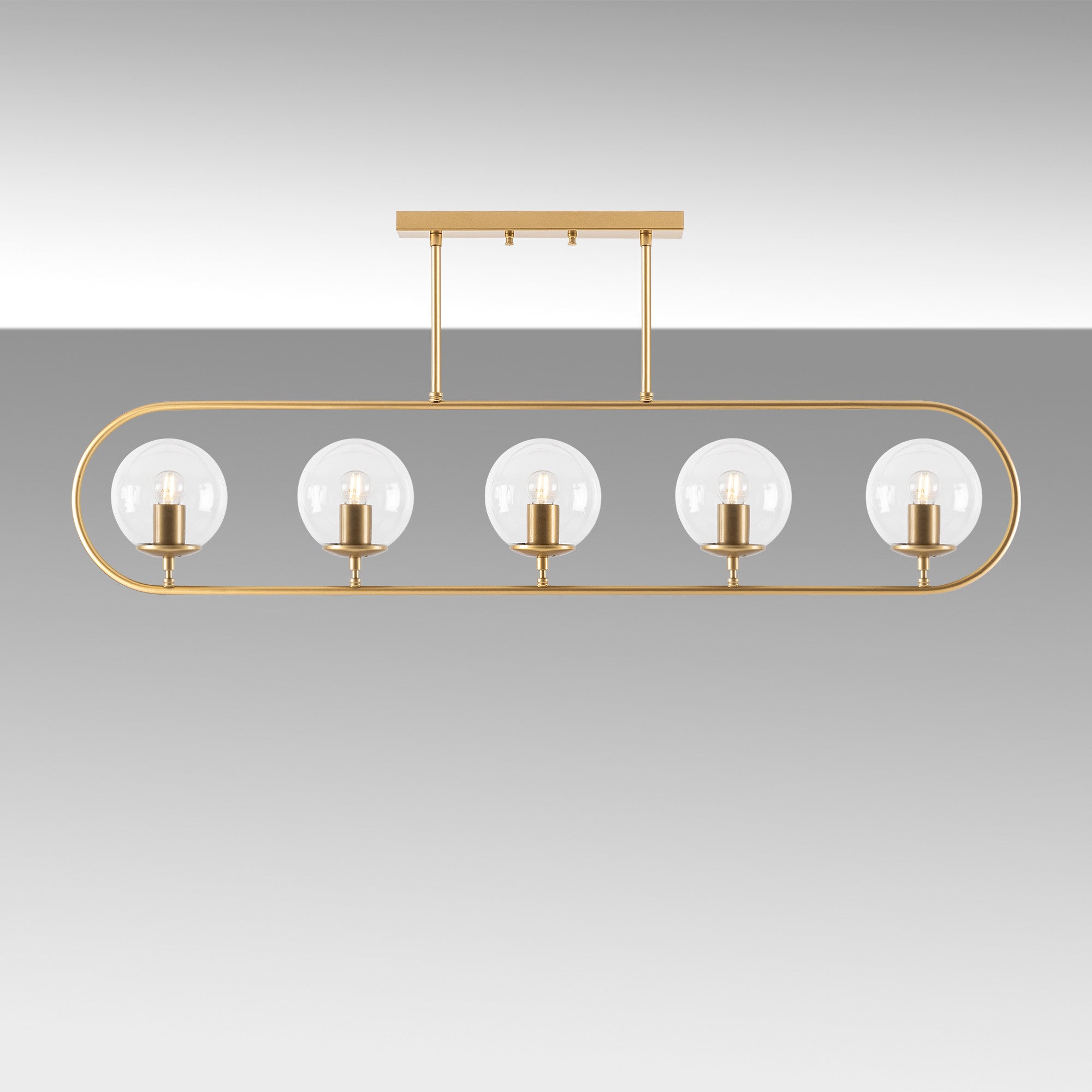 Candeeiro de Teto – 122 x 15 cm – Dourado – Metal e Vidro