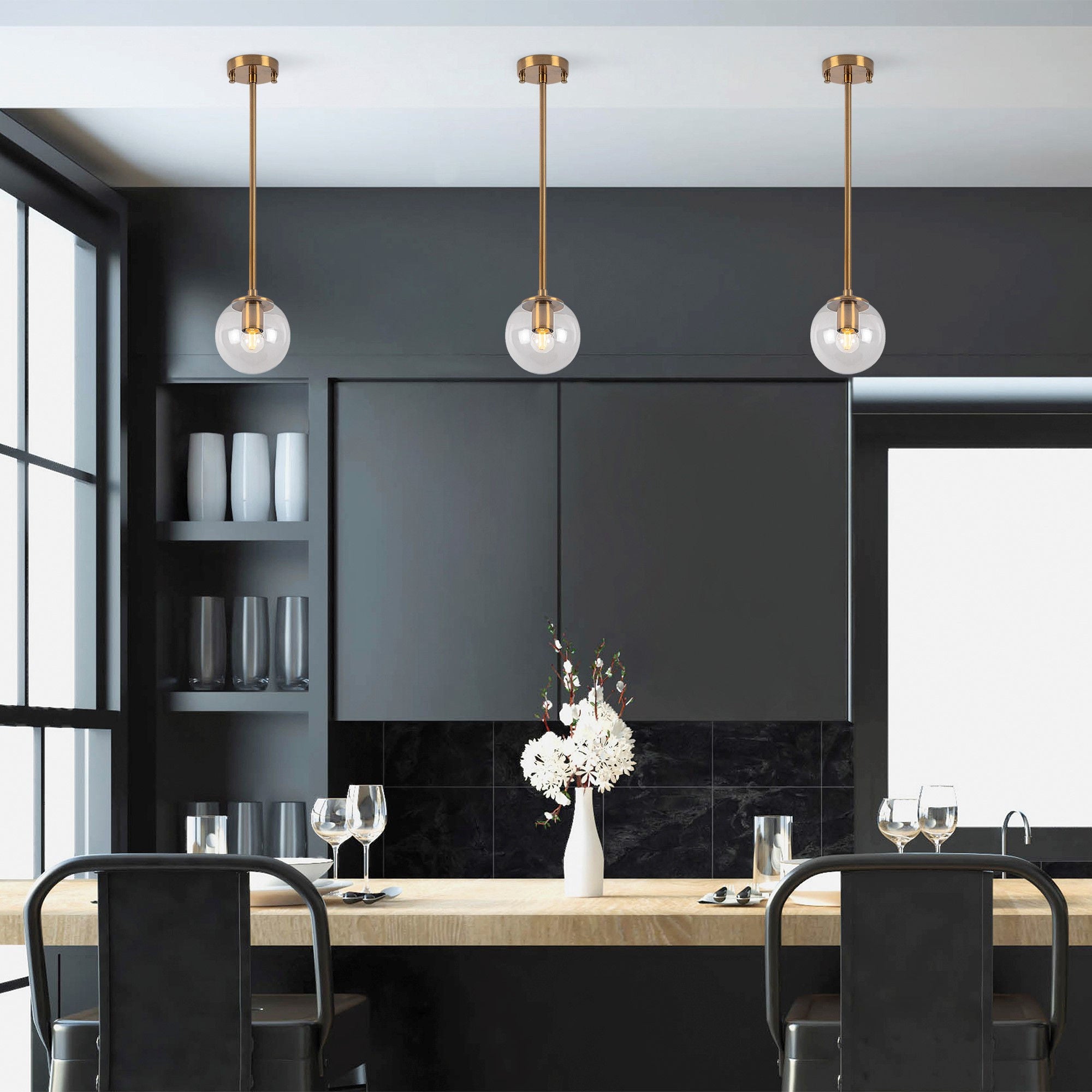 Candeeiro de Teto Vintage Elegante – 15 x 15 x 61 cm – Cobre – Metal