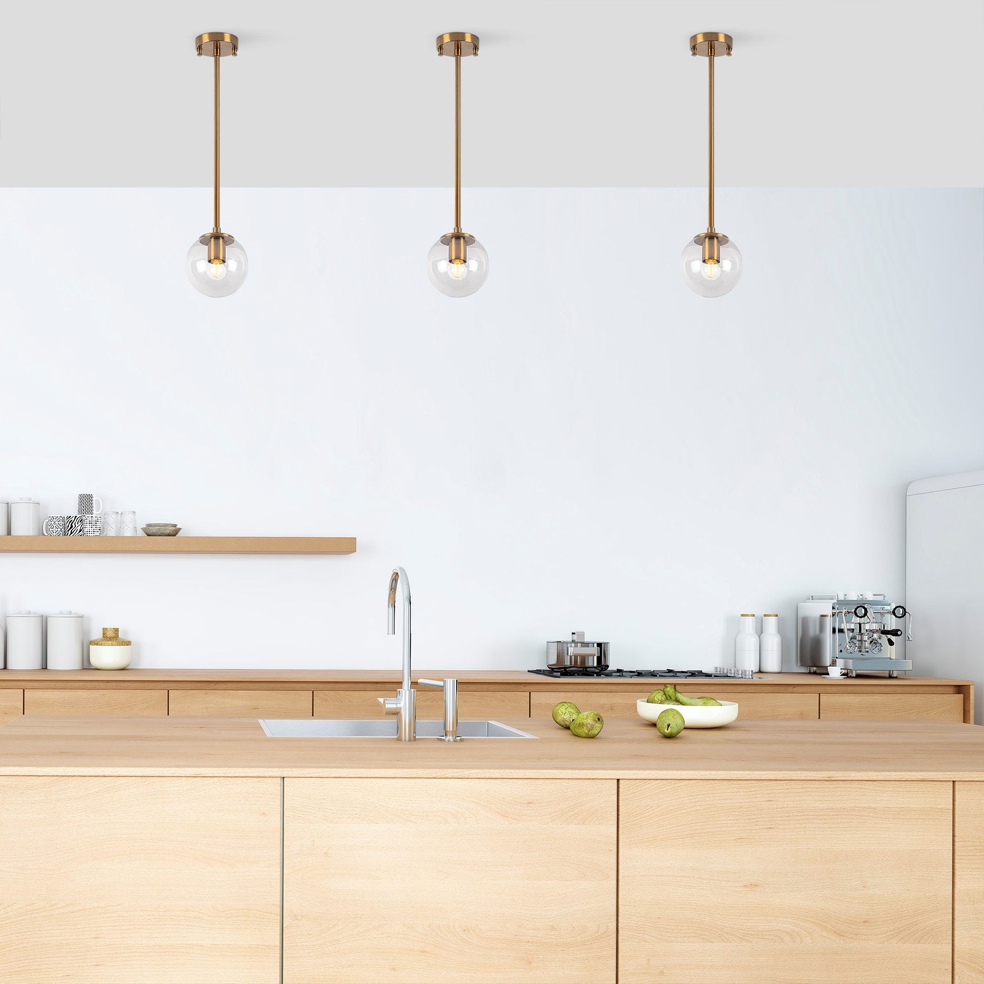 Candeeiro de Teto Vintage Elegante – 15 x 15 x 61 cm – Cobre – Metal