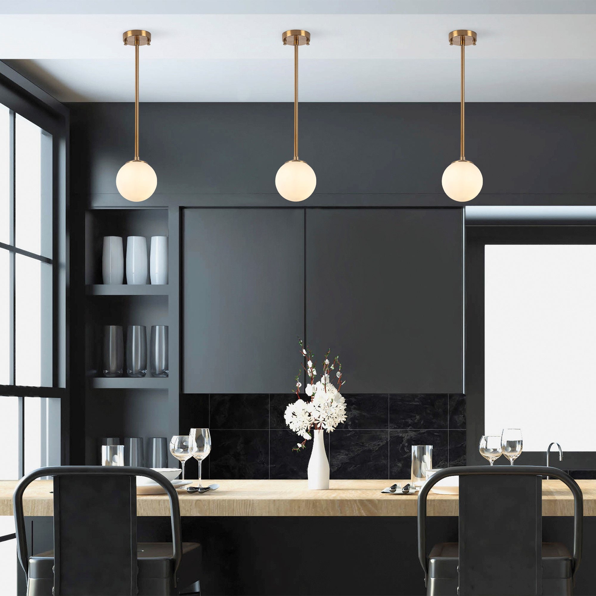 Candeeiro de Teto Vintage – 15 x 15 x 61 cm – Cobre – Metal