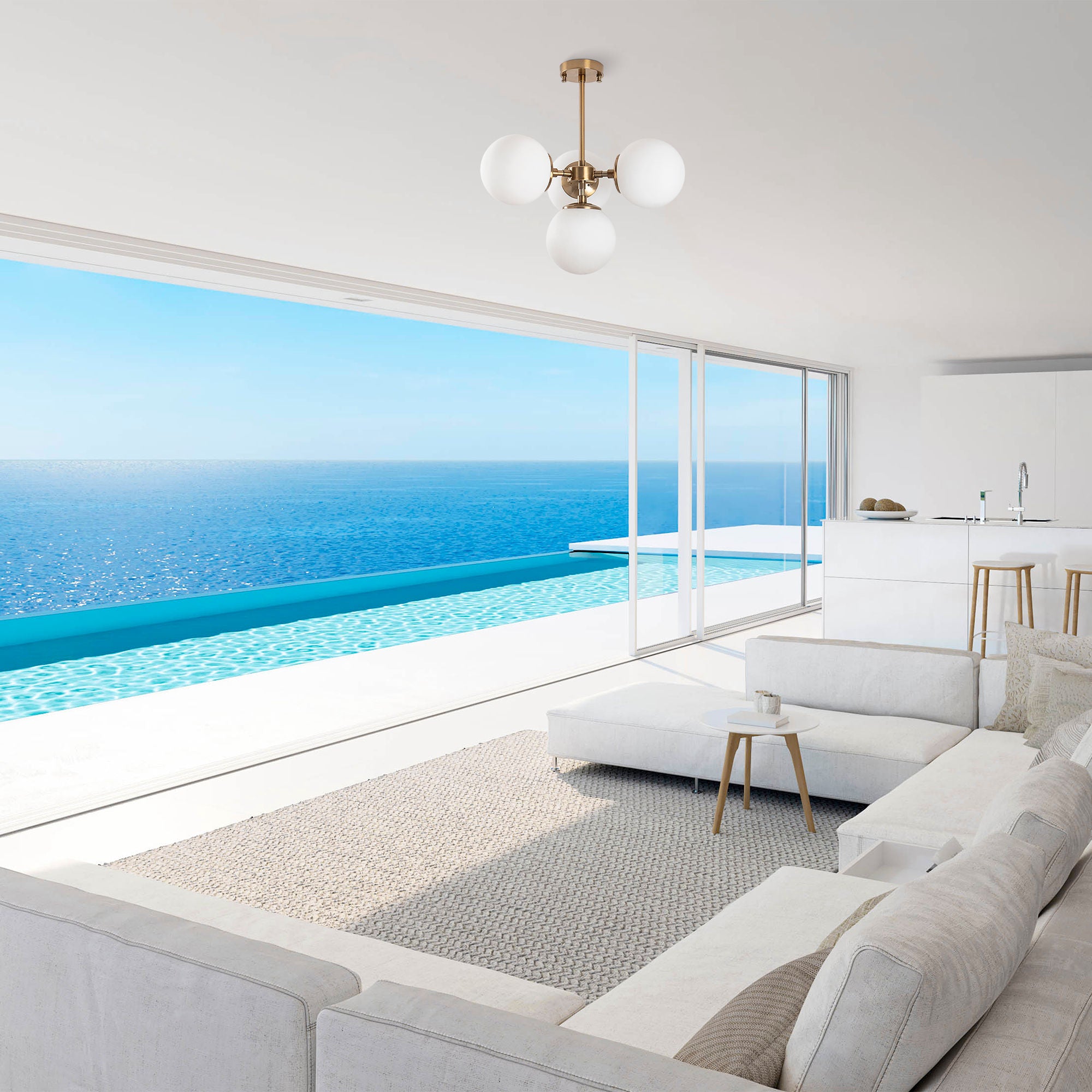 Candeeiro de Teto – 43 x 43 x 47 cm – cobre – Metal e Vidro