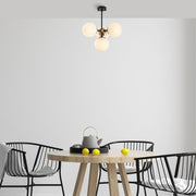 Candeeiro de Teto moderno – 43 x 43 x 47 cm – preto/antigo/creme – metal e vidro