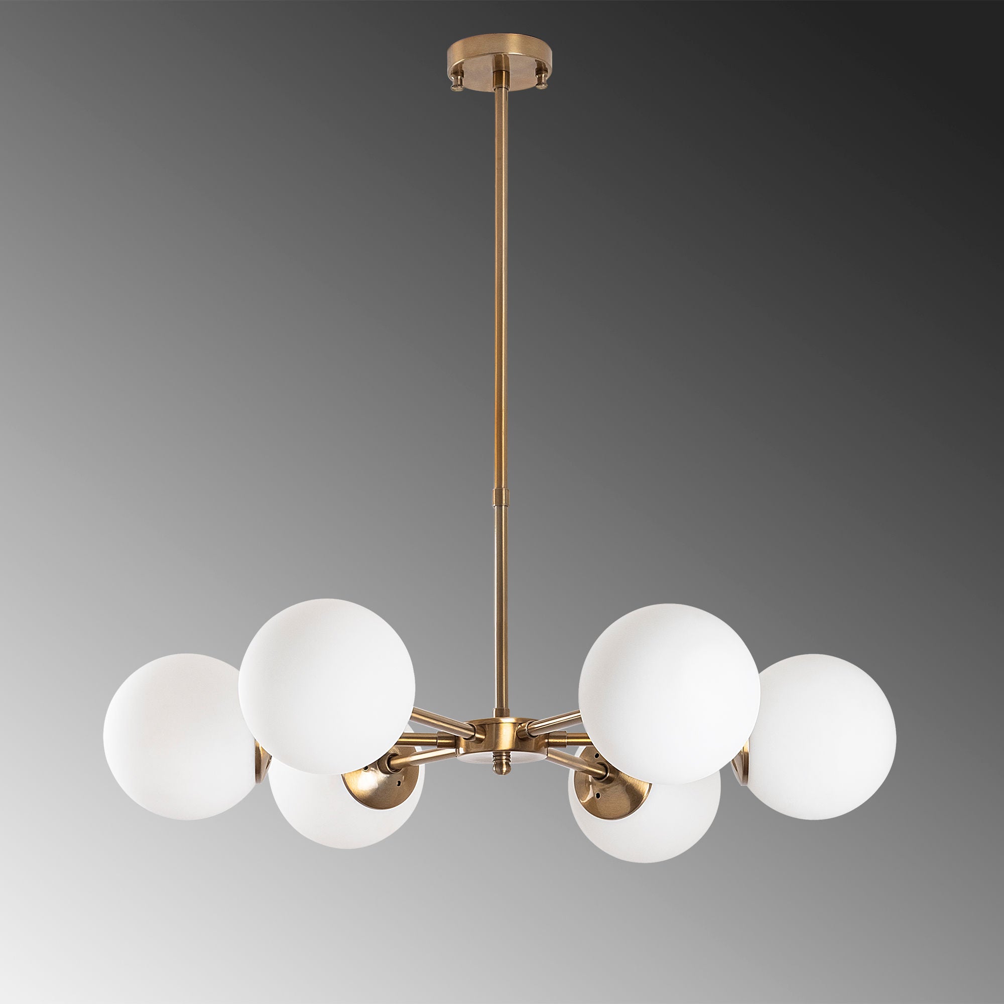 Candeeiro de Teto Vintage Elegante – 73 x 73 x 35-72 cm – Cobre – Metal e Vidro