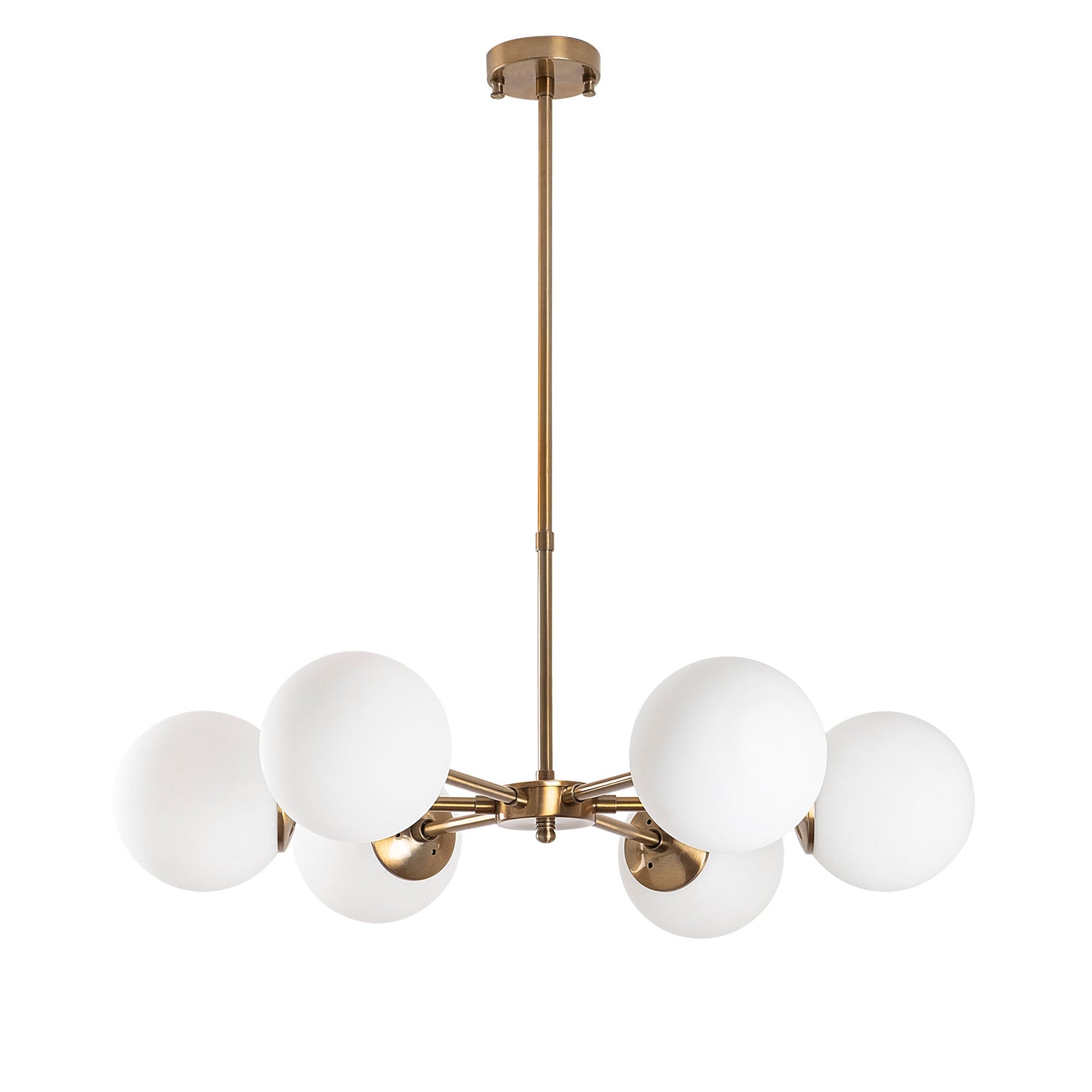 Candeeiro de Teto Vintage Elegante – 73 x 73 x 35-72 cm – Cobre – Metal e Vidro