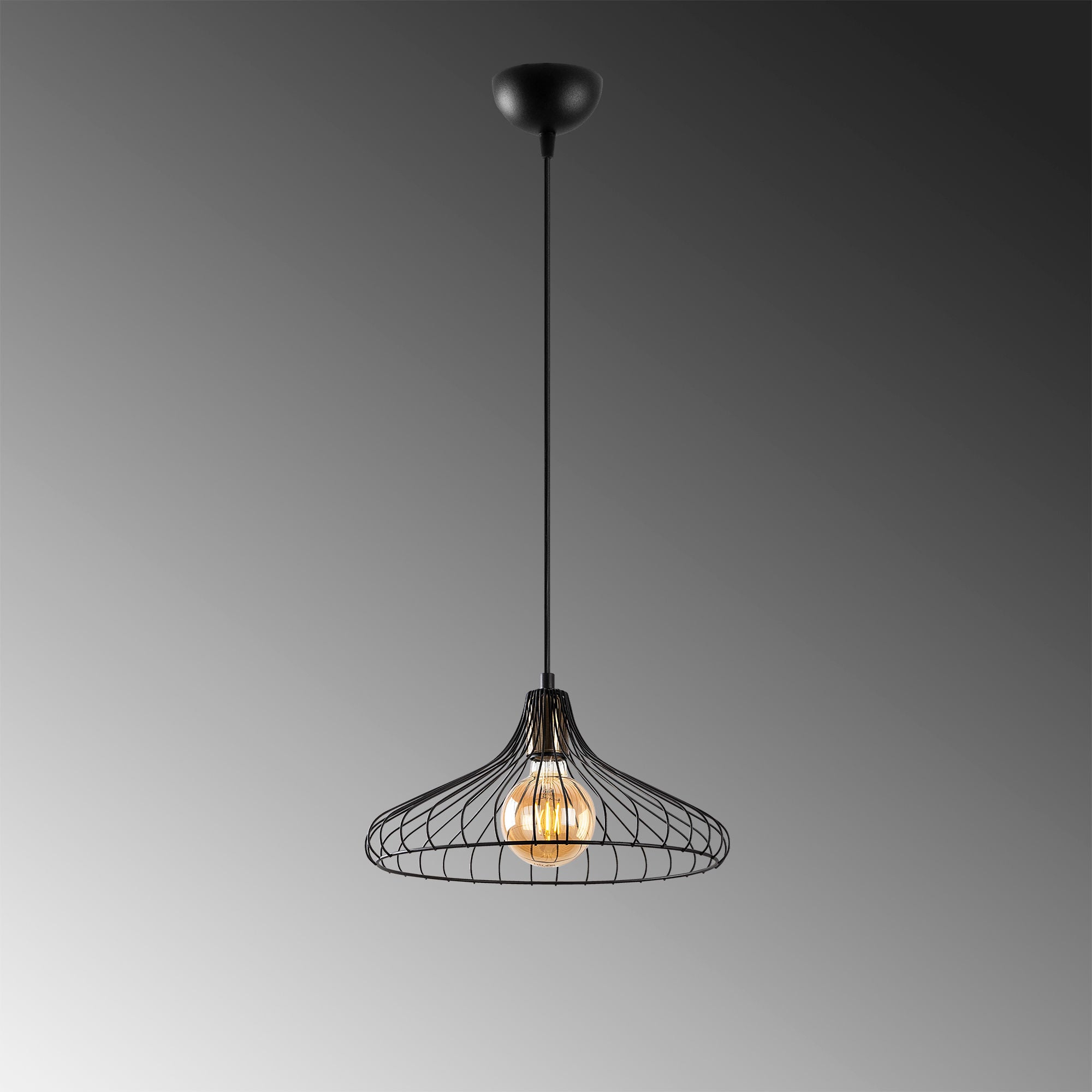 Candeeiro de Teto industrial – altura ajustável de 30 a 120 cm – preto – metal