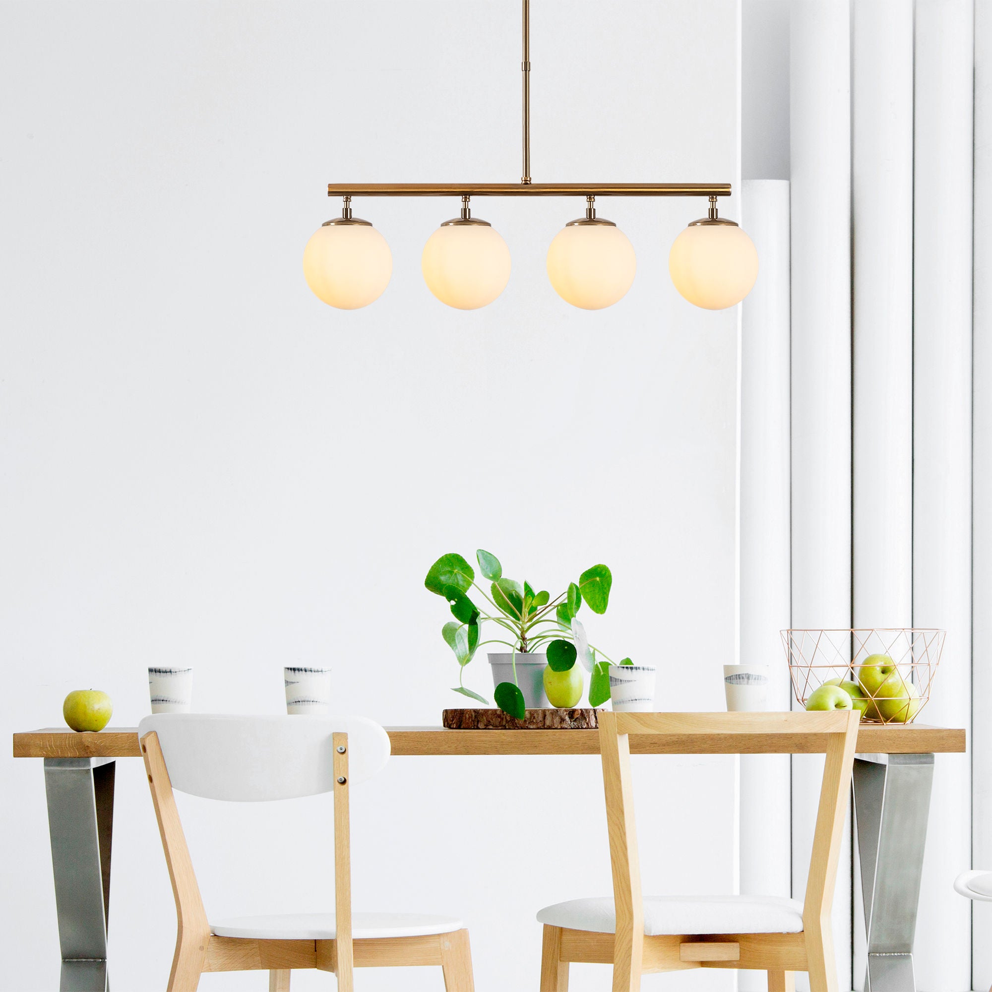 Candeeiro de Teto – 43-87 cm – Cobre – Metal e Vidro