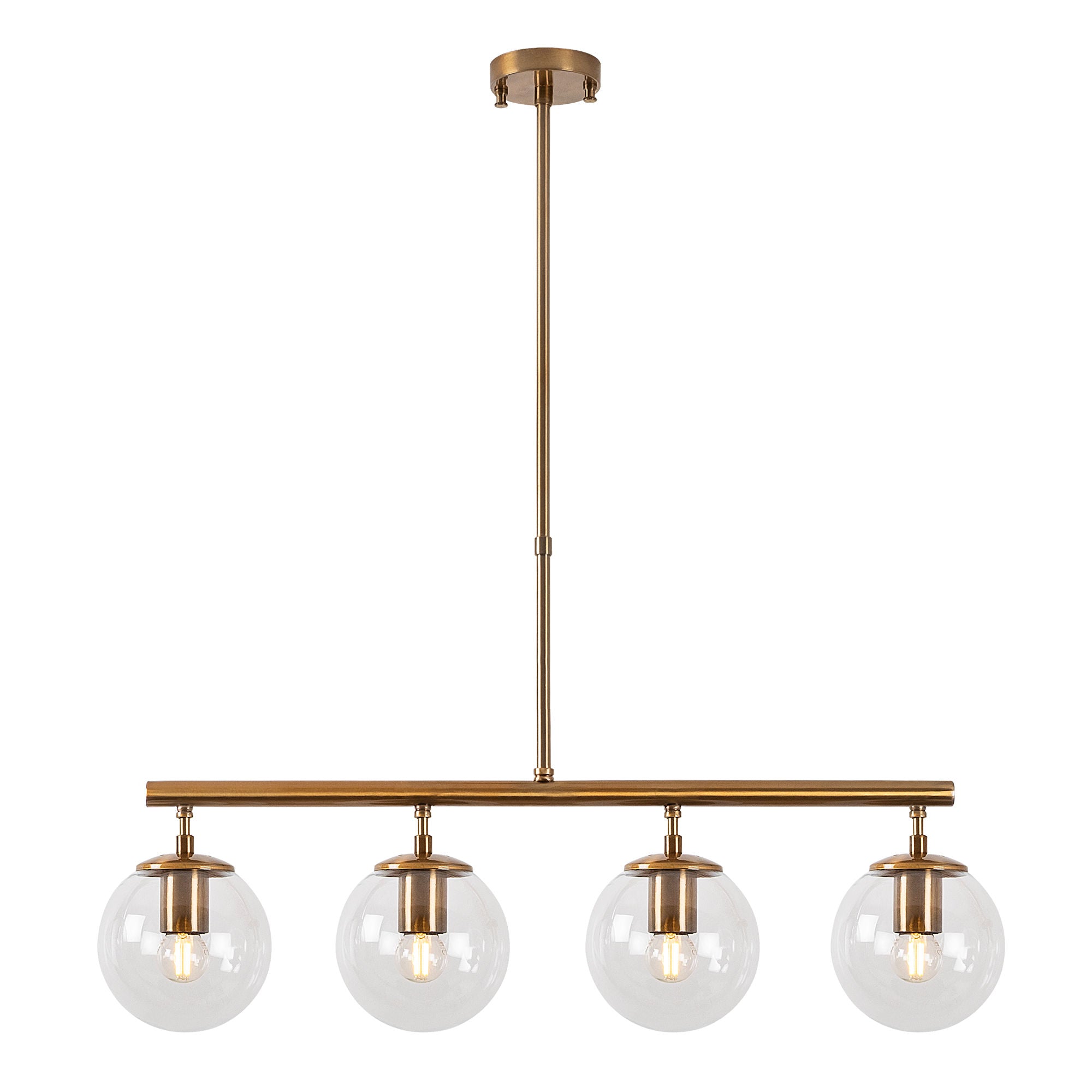 Candeeiro de Teto Vintage Elegante – 70 x 15 x 43-87 cm – Cobre – Metal e Vidro