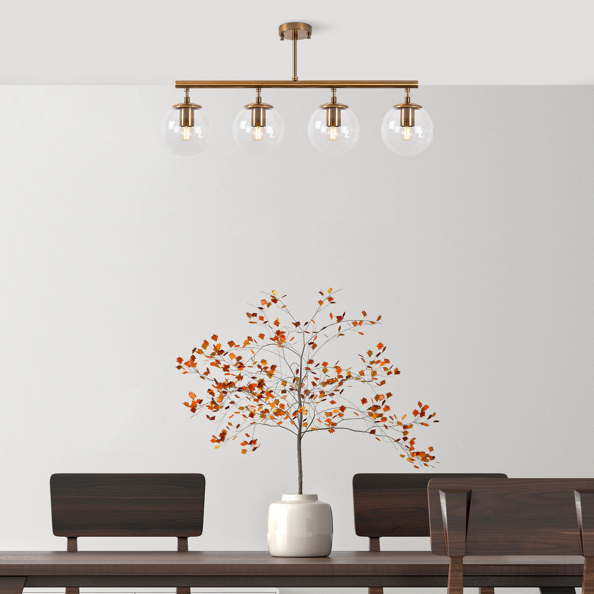 Candeeiro de Teto – 70 x 15 x 35 cm – Cobre – Metal