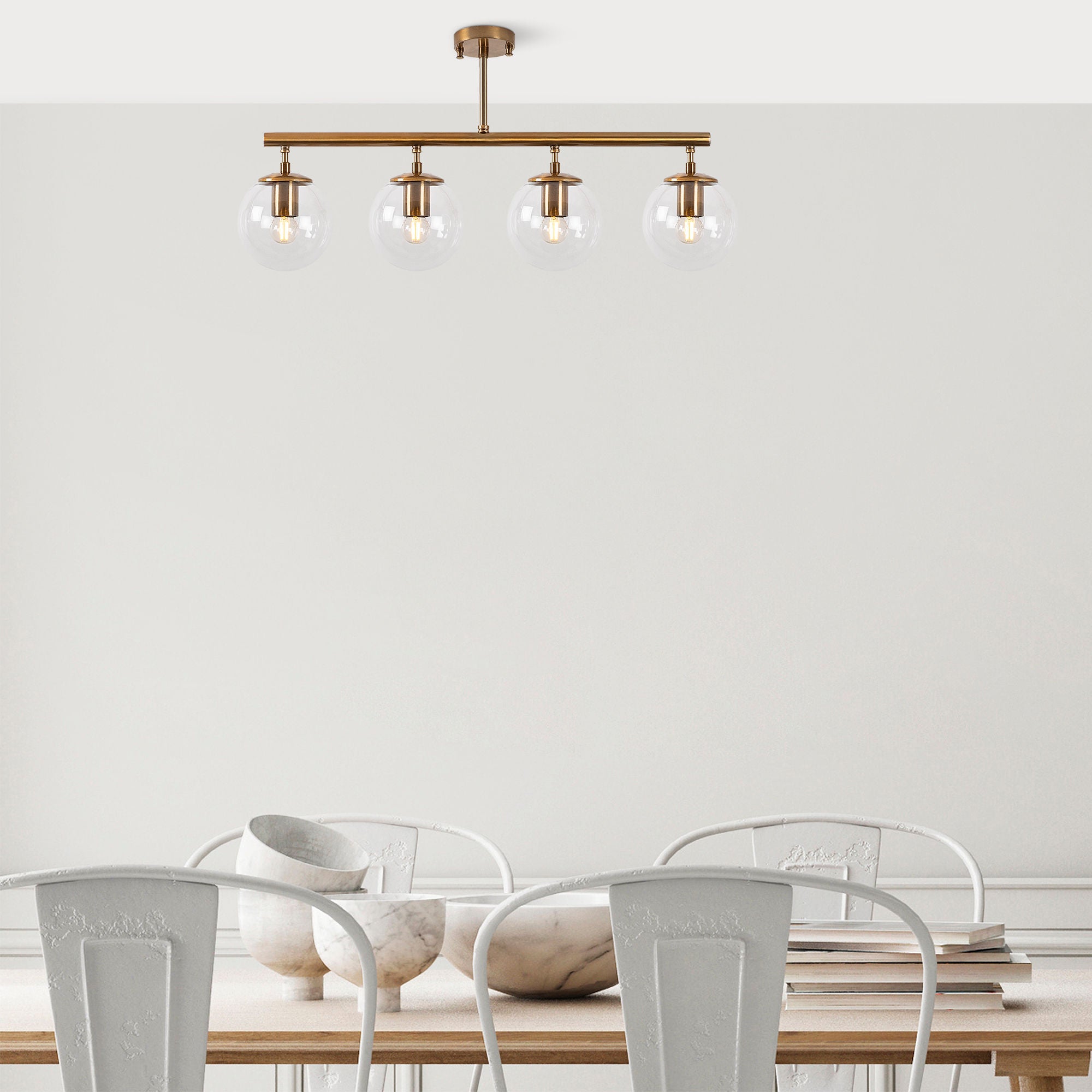 Candeeiro de Teto – 70 x 15 x 35 cm – Cobre – Metal