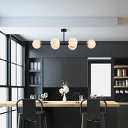 Candeeiro de Teto Industrial Moderno – 110 x 40 x 35 cm – Preto e Creme Antigo – Metal e Vidro