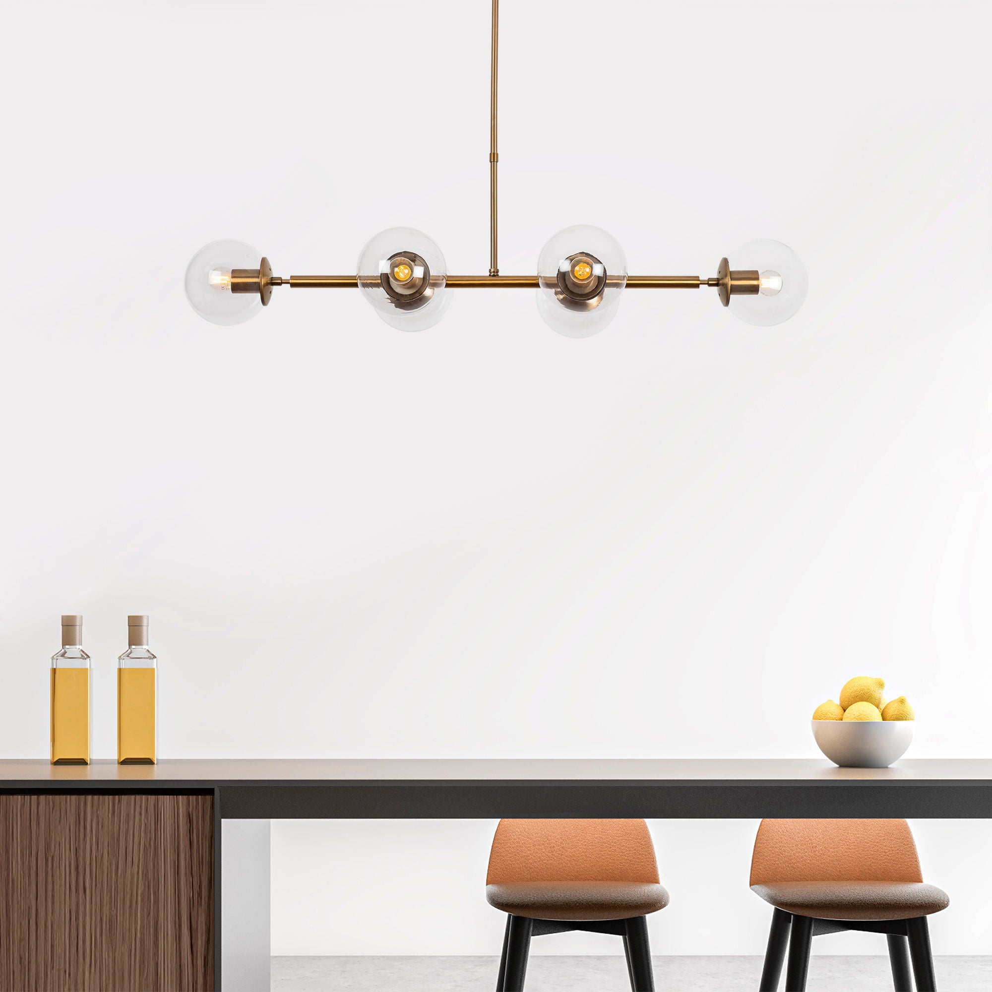 Candeeiro de Teto Vintage – 110x40x35-66 cm – Cobre – Metal e Vidro