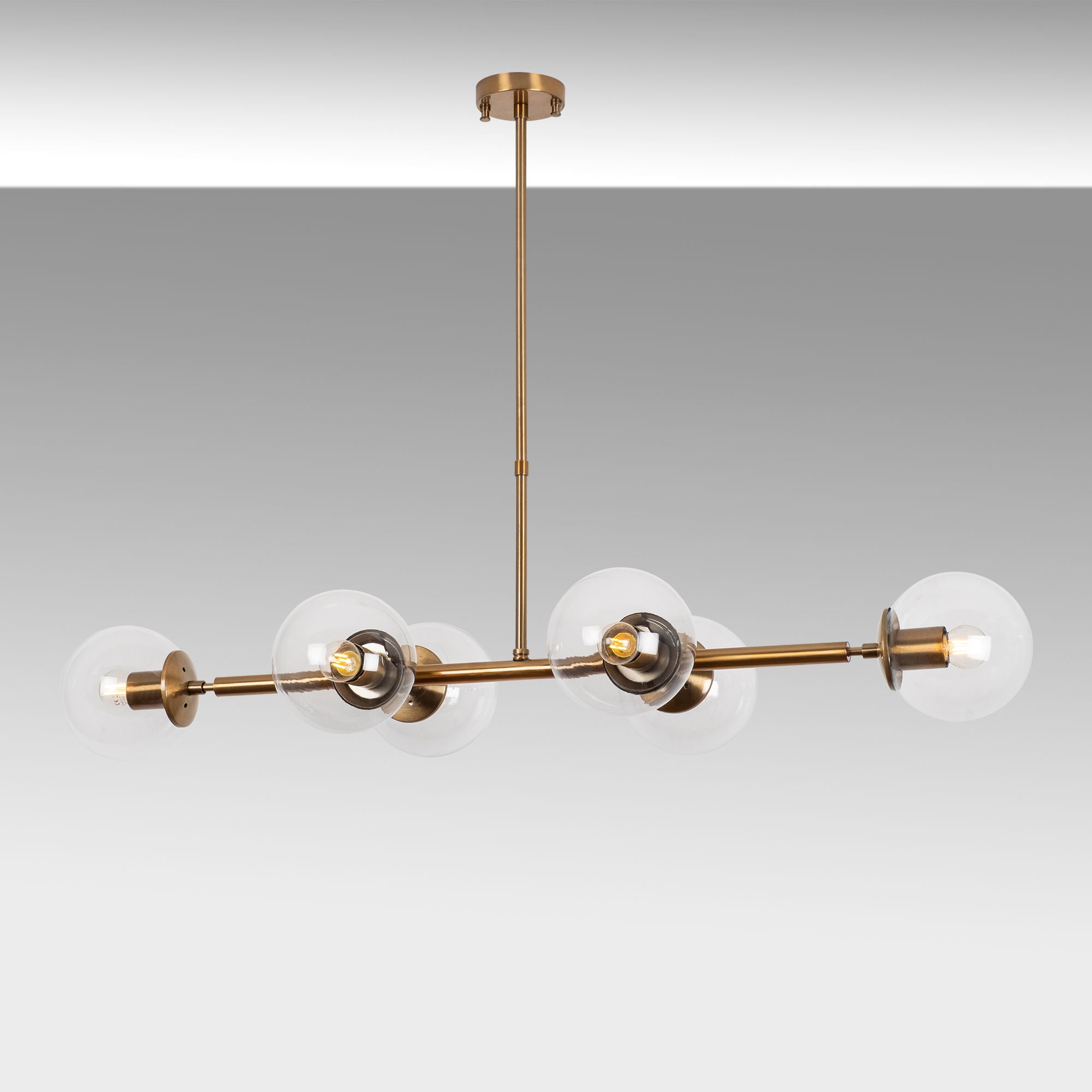 Candeeiro de Teto Vintage – 110x40x35-66 cm – Cobre – Metal e Vidro