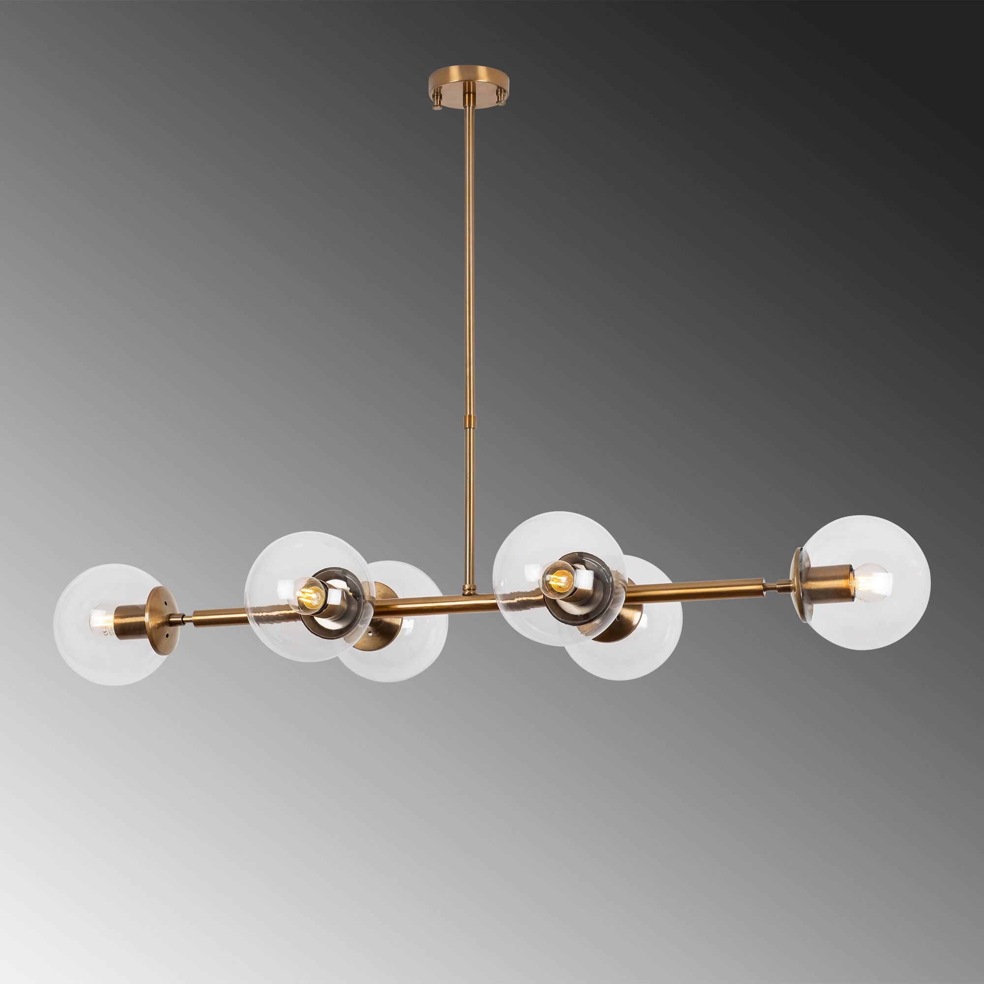 Candeeiro de Teto Vintage – 110x40x35-66 cm – Cobre – Metal e Vidro