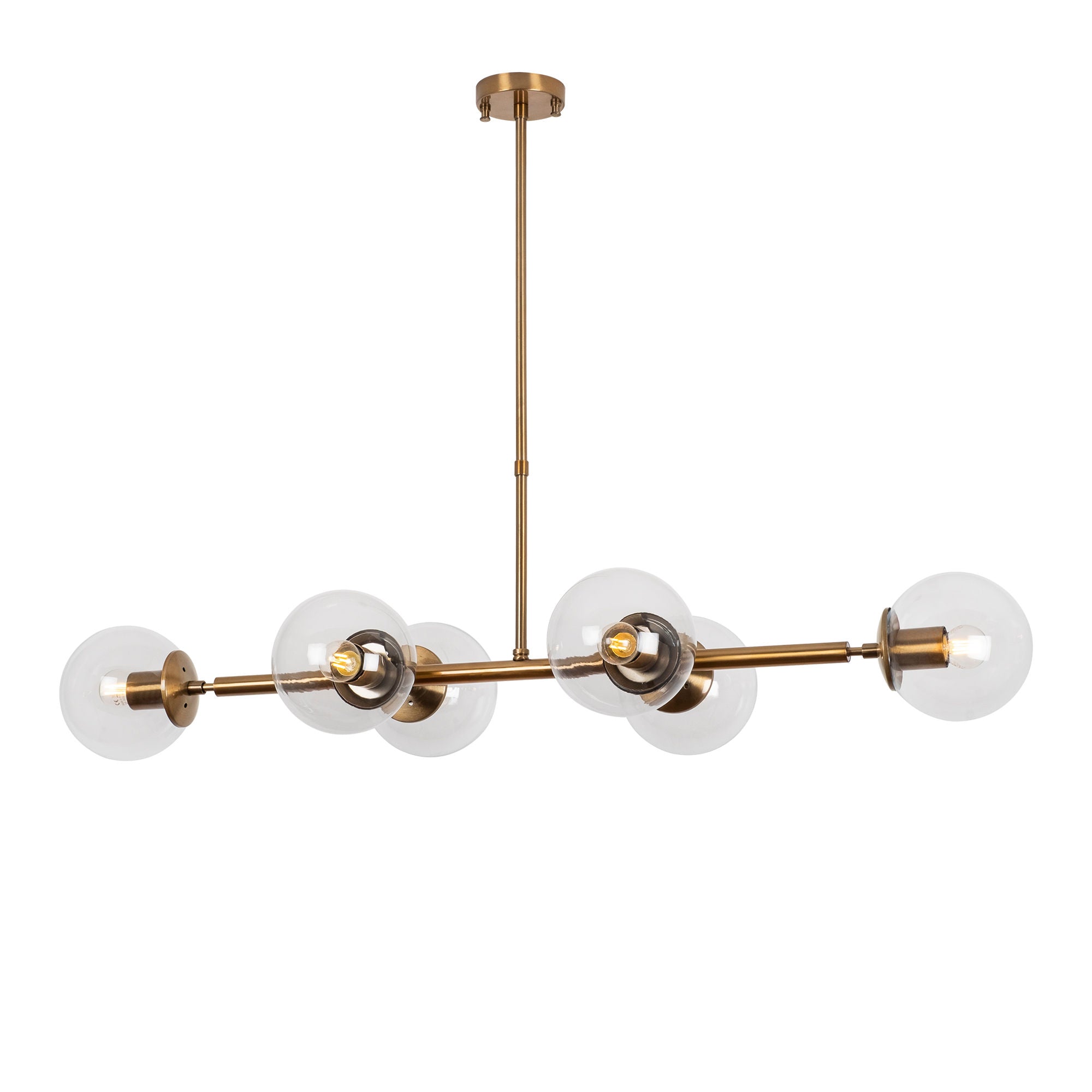 Candeeiro de Teto Vintage – 110x40x35-66 cm – Cobre – Metal e Vidro