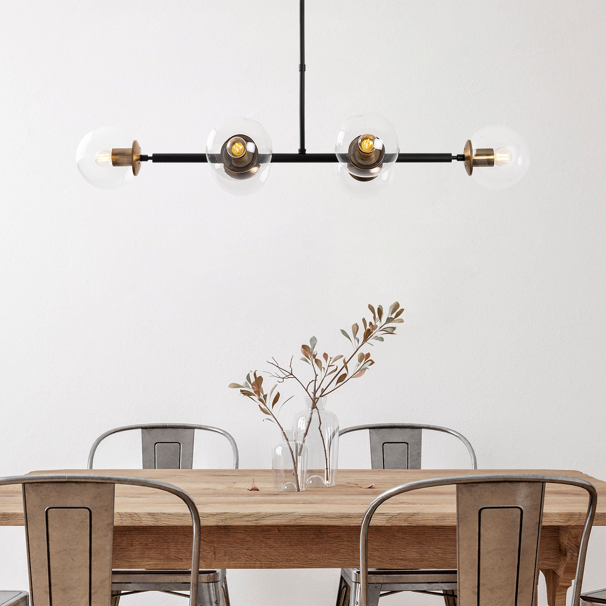 Candeeiro de Teto industrial moderno – 110 x 40 x 35-66 cm – preto e antigo – metal