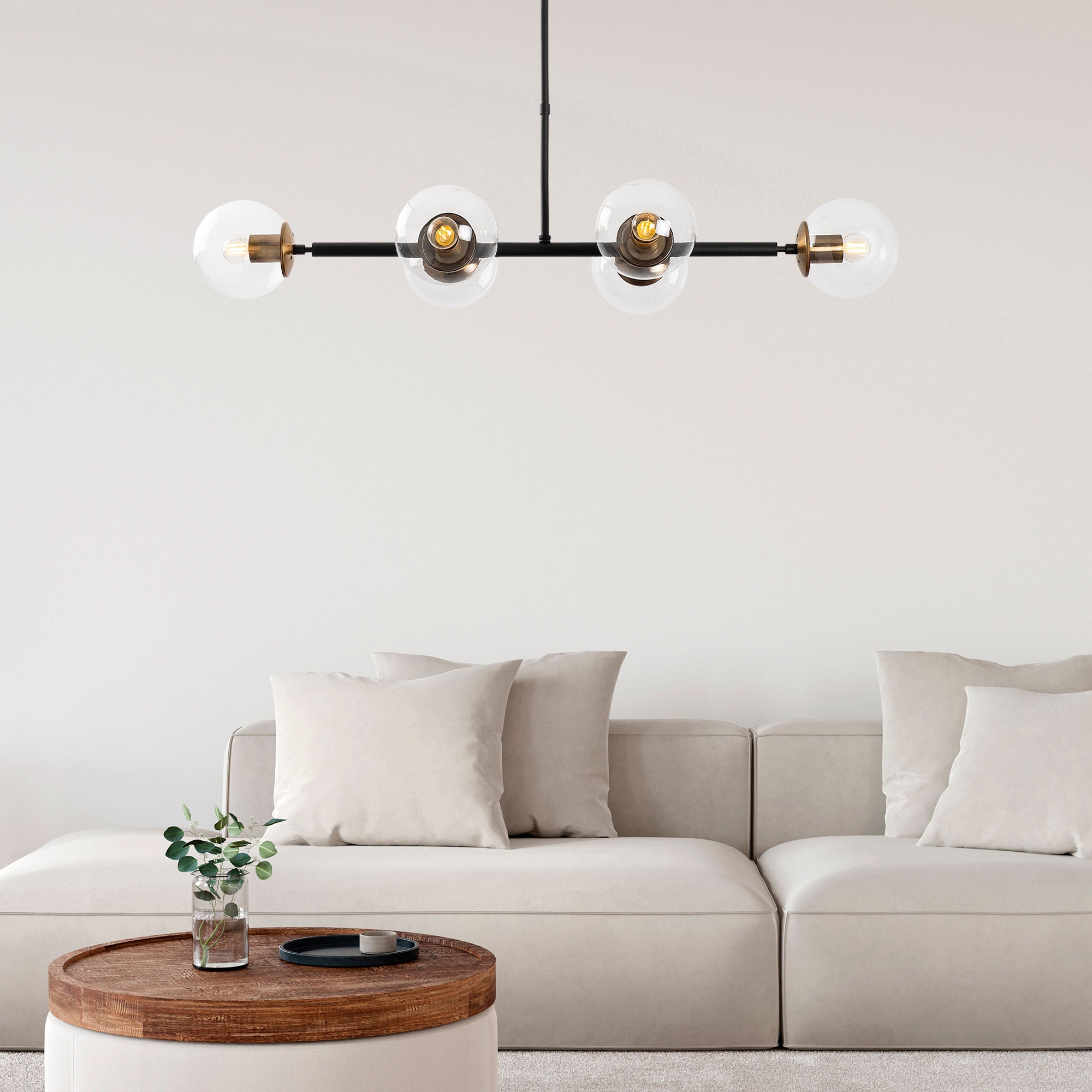 Candeeiro de Teto industrial moderno – 110 x 40 x 35-66 cm – preto e antigo – metal