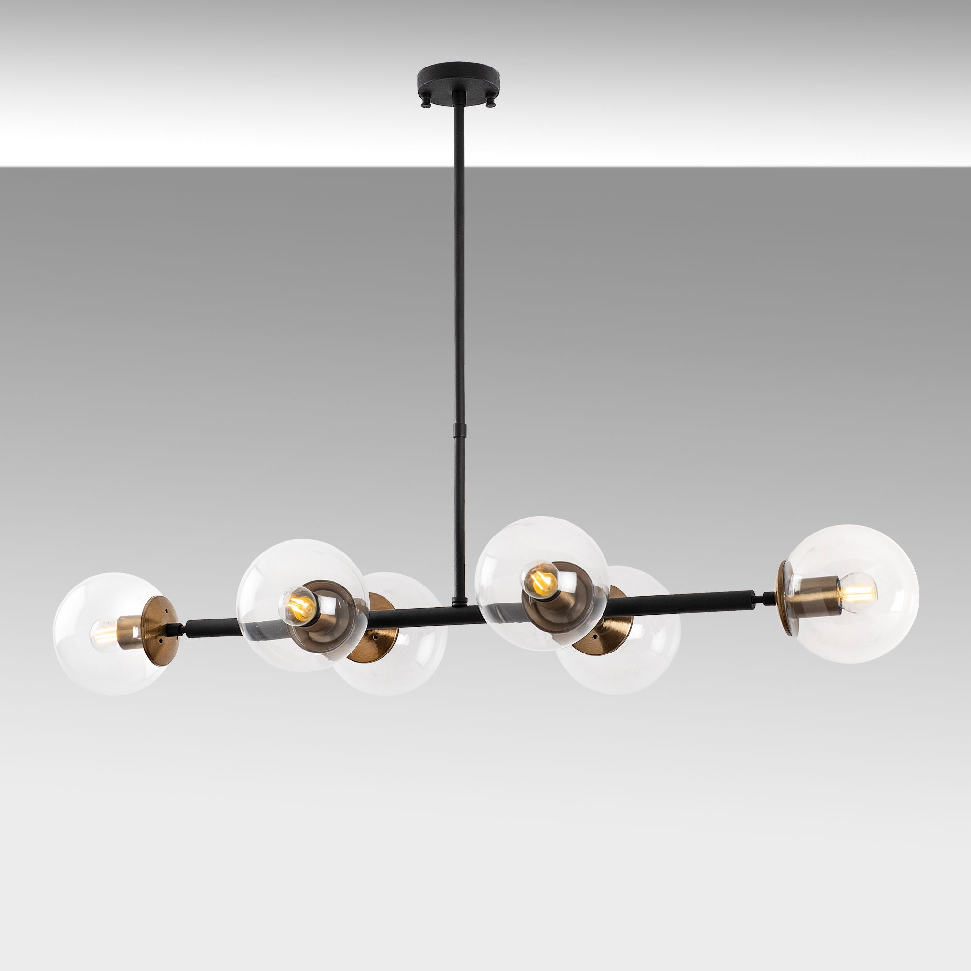 Candeeiro de Teto industrial moderno – 110 x 40 x 35-66 cm – preto e antigo – metal