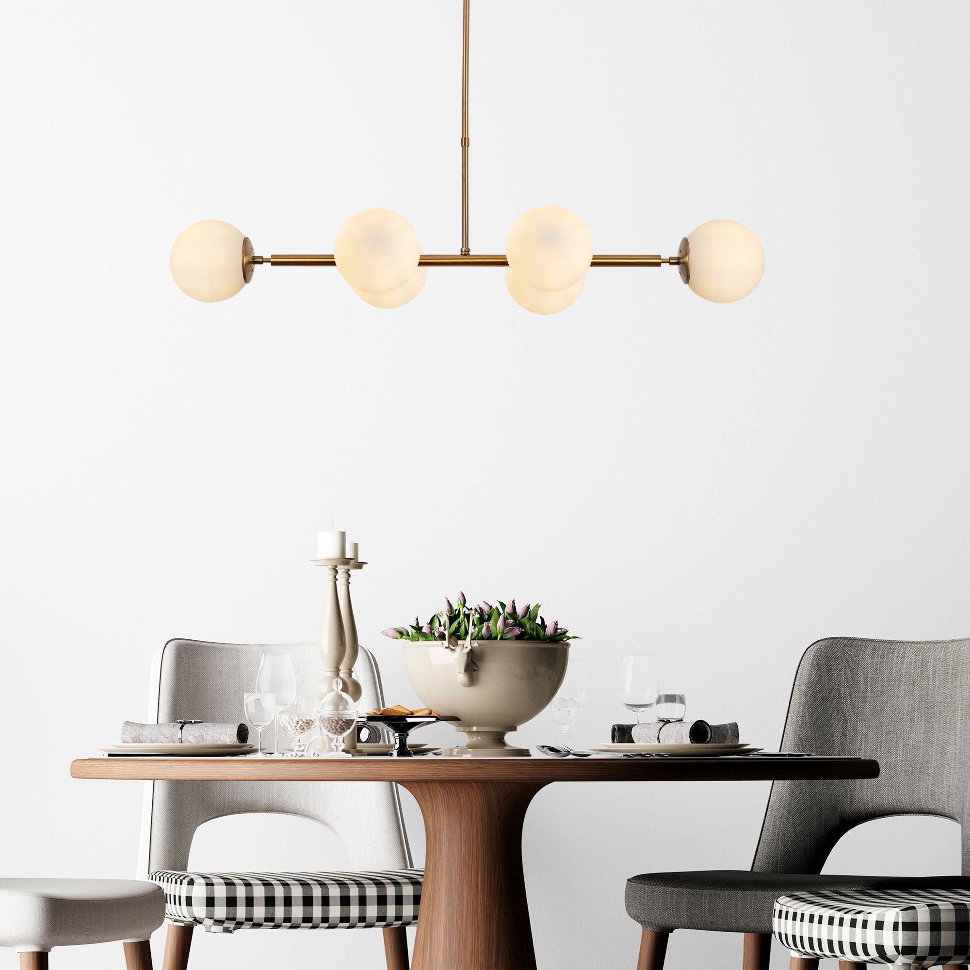 Candeeiro de Teto Vintage Elegante – 110x40x35-66 cm – Cobre – Metal e Vidro
