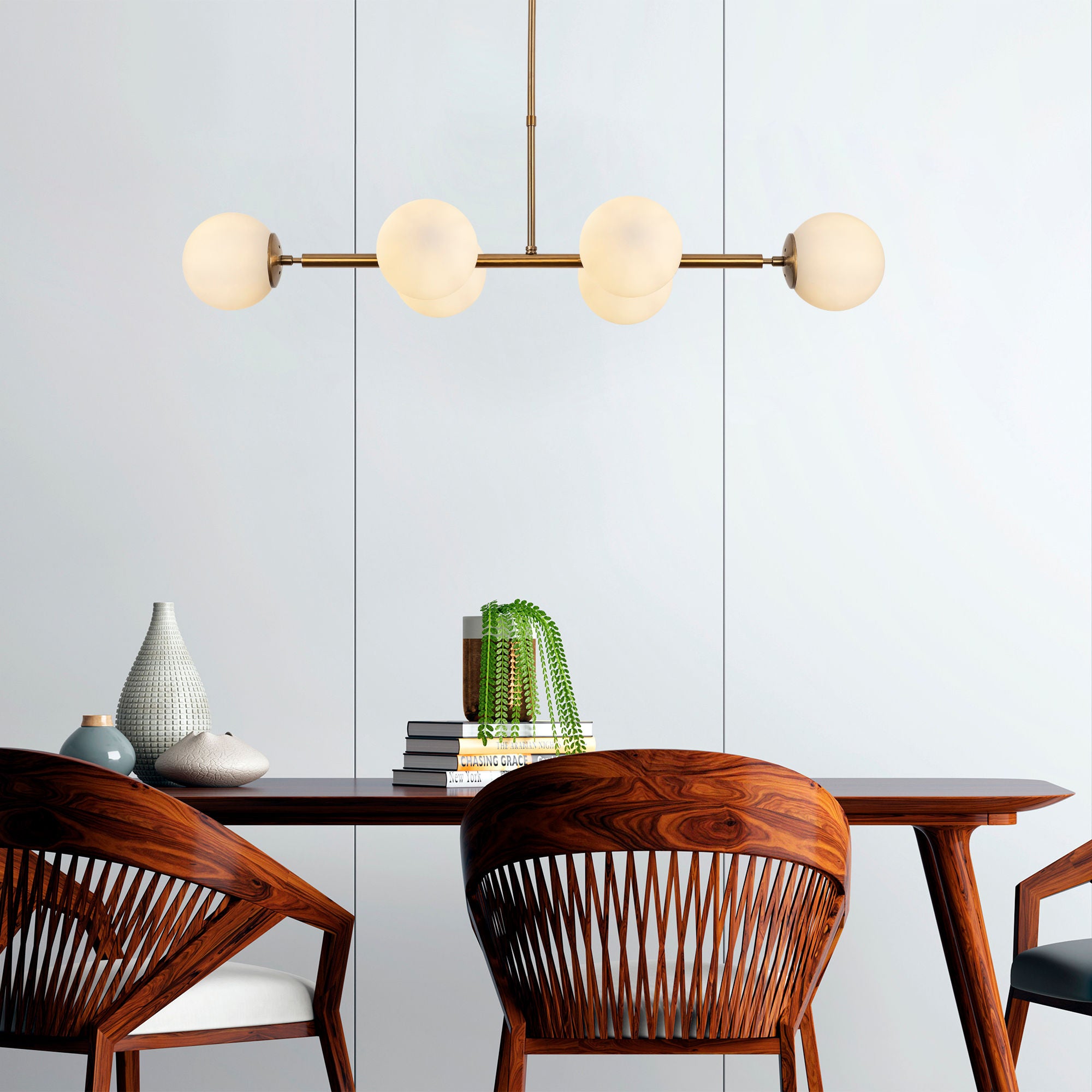 Candeeiro de Teto Vintage Elegante – 110x40x35-66 cm – Cobre – Metal e Vidro